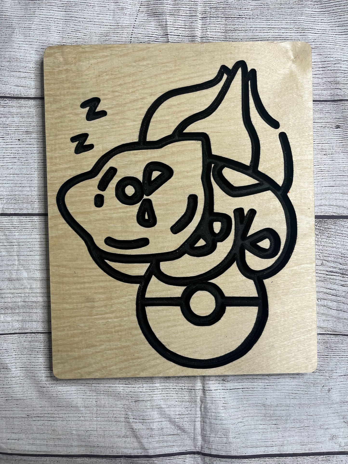 Bulbasaur Sleeping Solid Wood Sign Wall Art