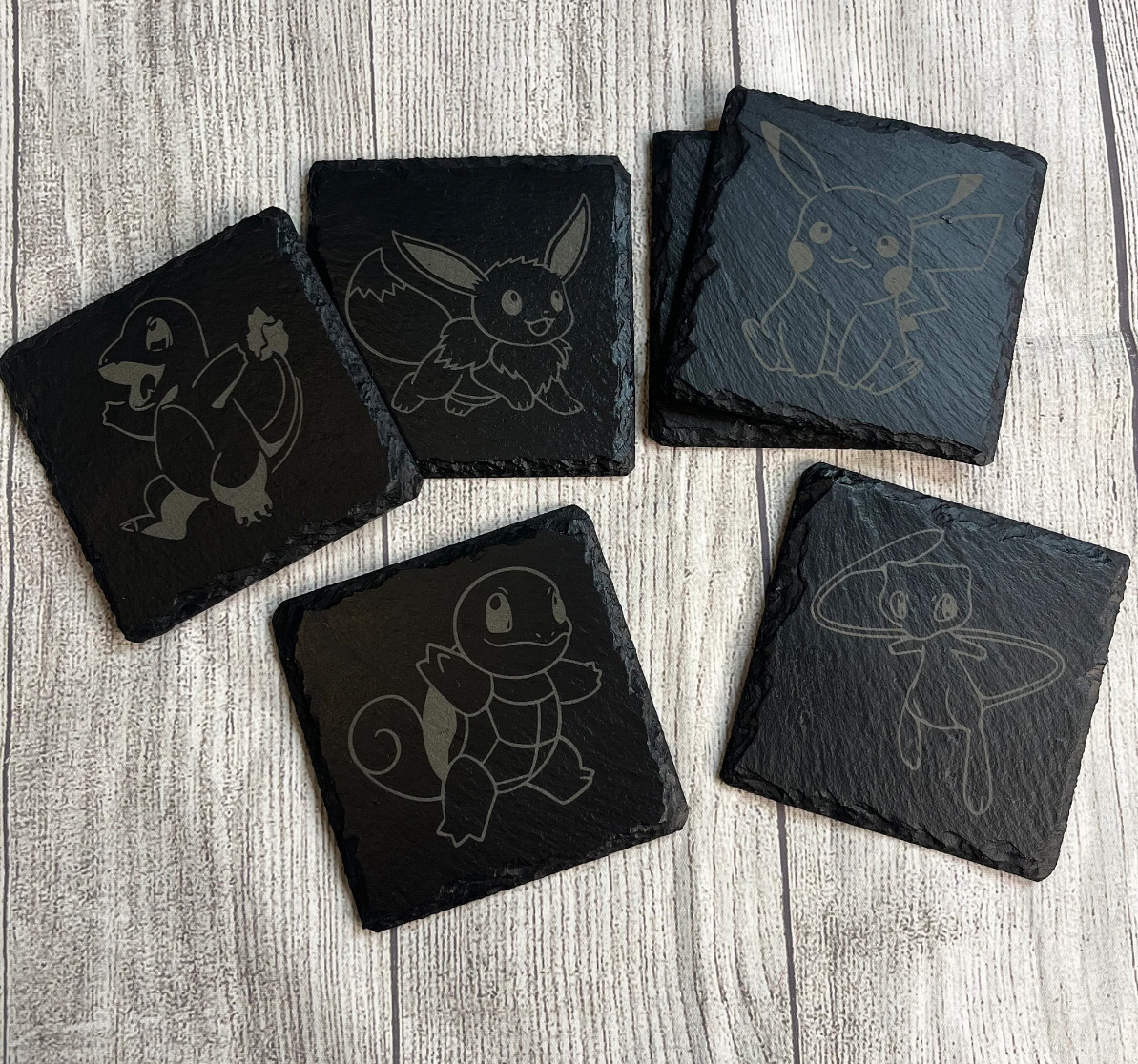 Pokemon Laser Engraved Slate Coasters