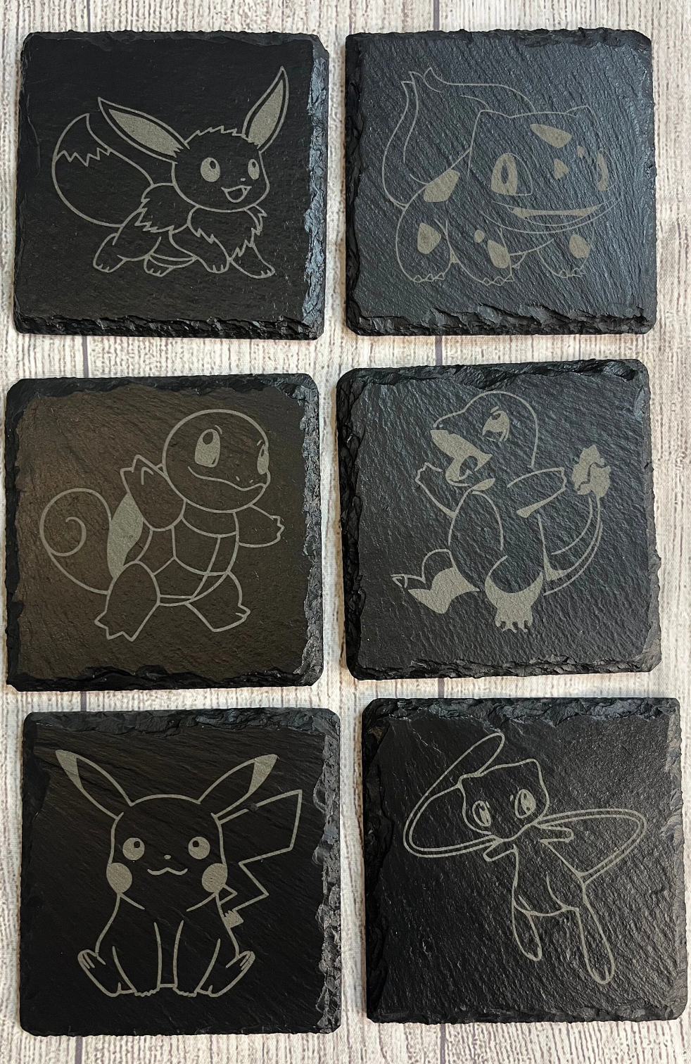 Pokemon Laser Engraved Slate Coasters