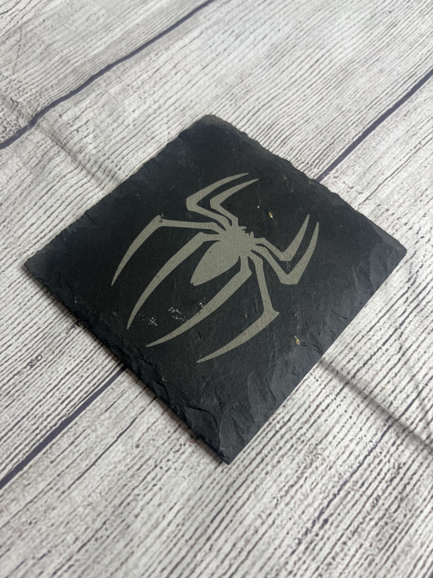 Spider Laser Engraved Slate Coasters