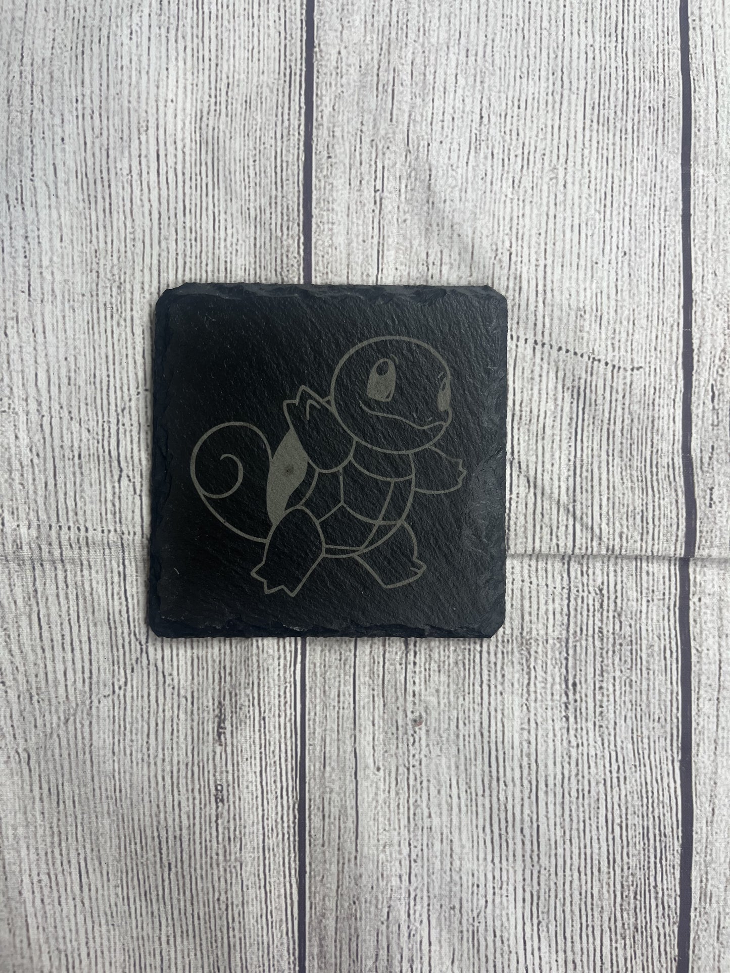 Squirtle Laser Engraved Slate Coasters