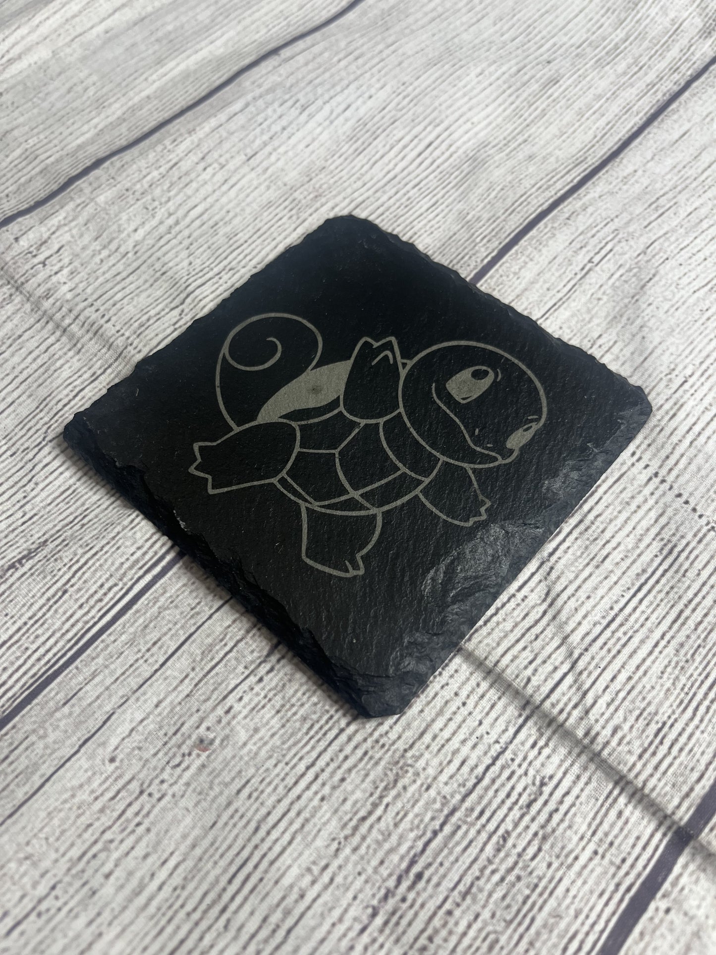 Squirtle Laser Engraved Slate Coasters