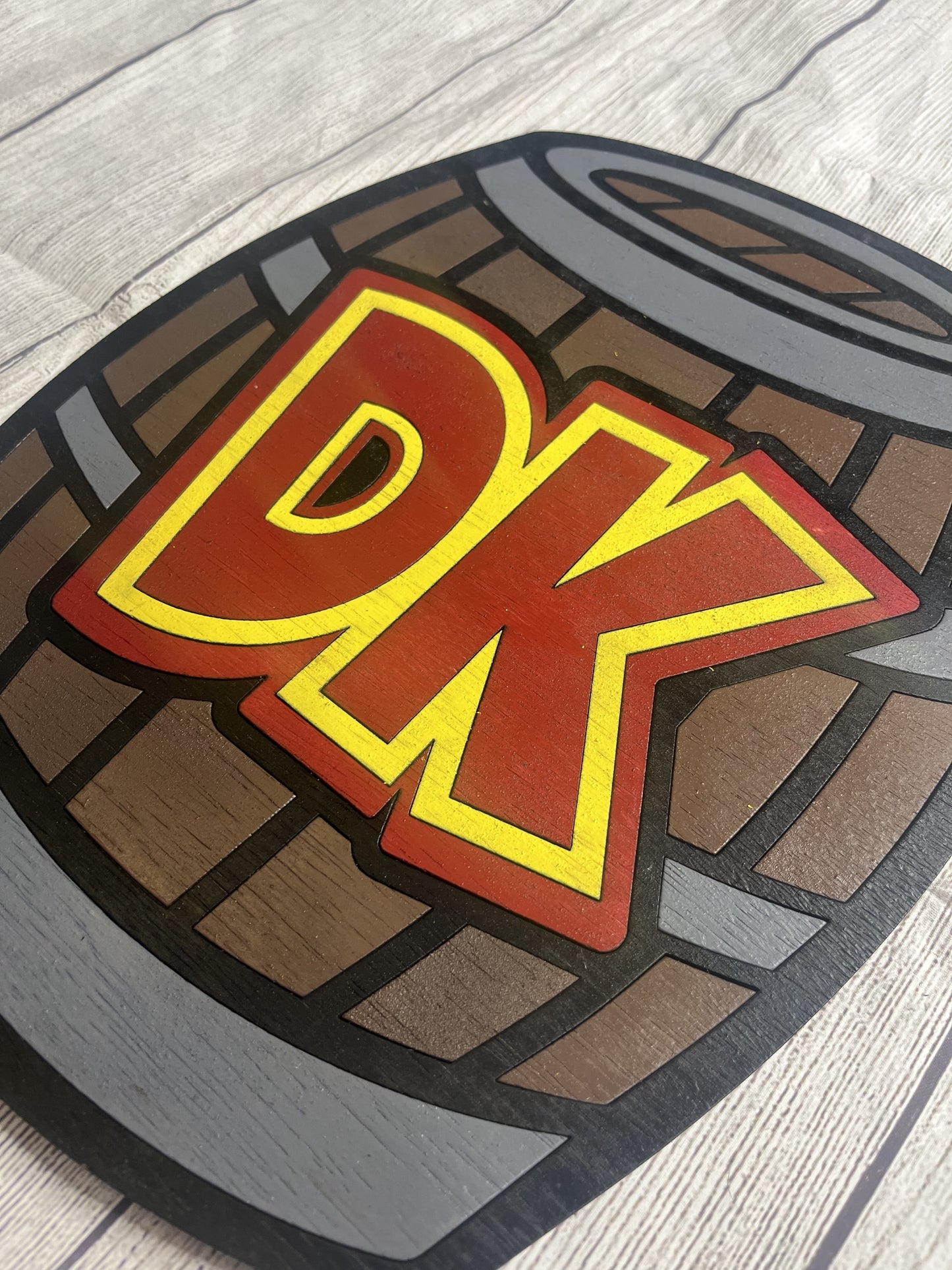 Donkey Kong Barrel Solid Wood Sign Wall Art