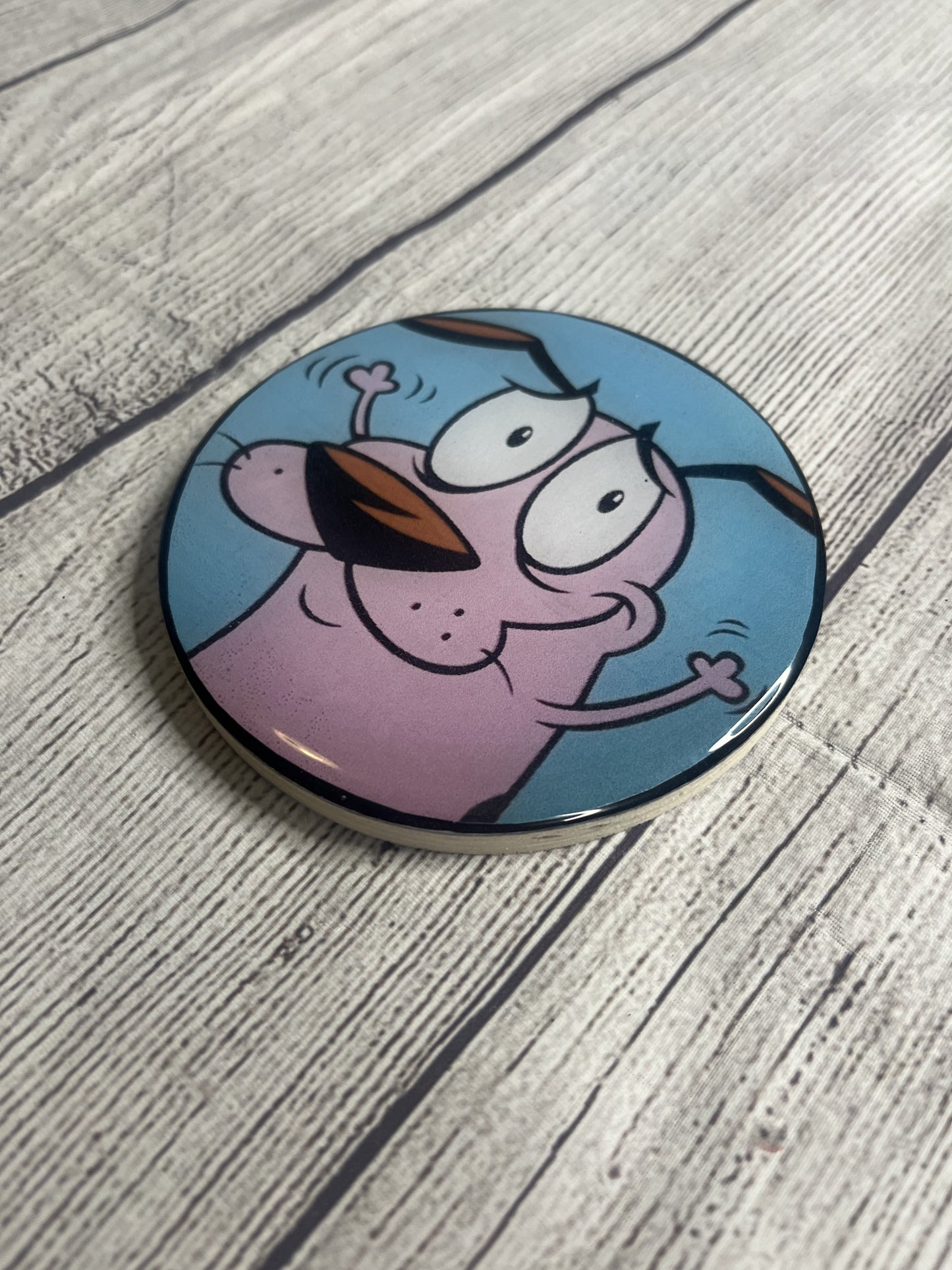 Courage the Cowardly Dog Epoxy Resin Wood Coasters