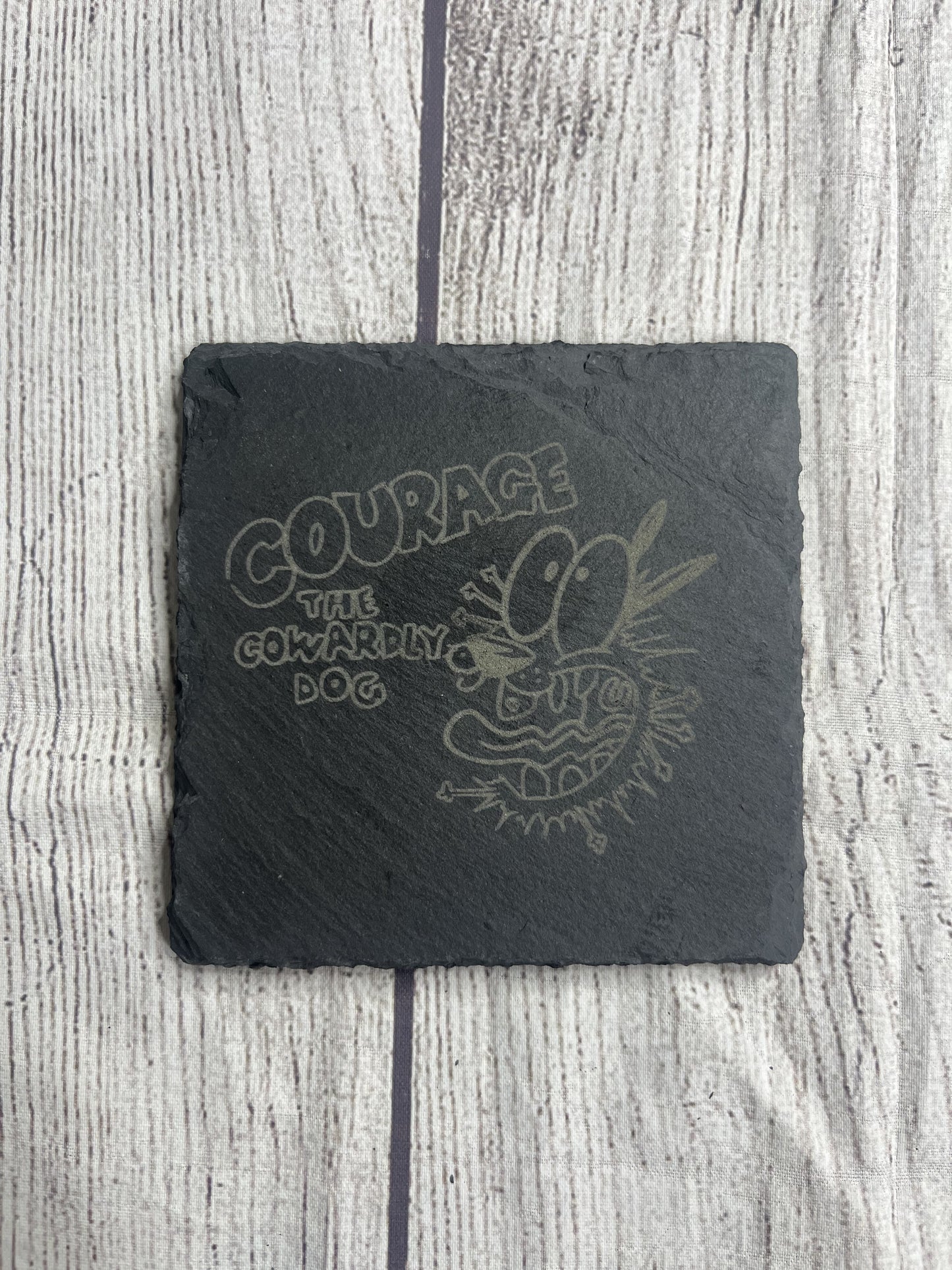 Courage the Cowardly Dog Laser Engraved Slate Coasters
