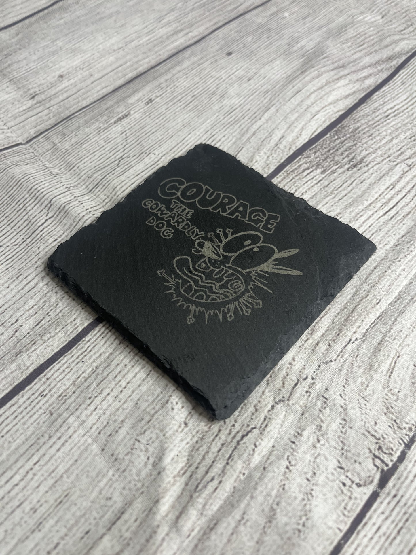 Courage the Cowardly Dog Laser Engraved Slate Coasters