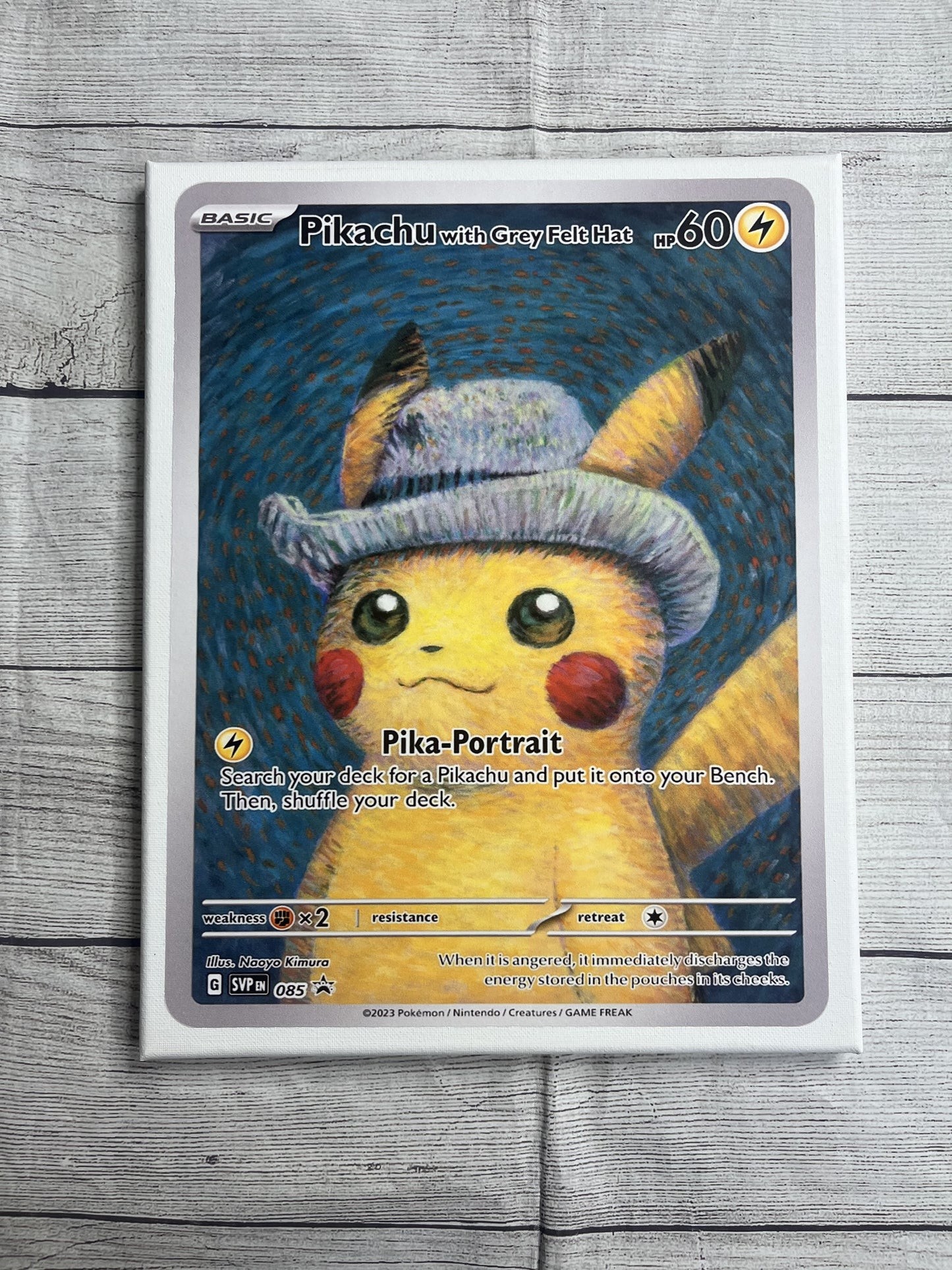 Pikachu with a Gray Felt Hat Canvas Wall Art