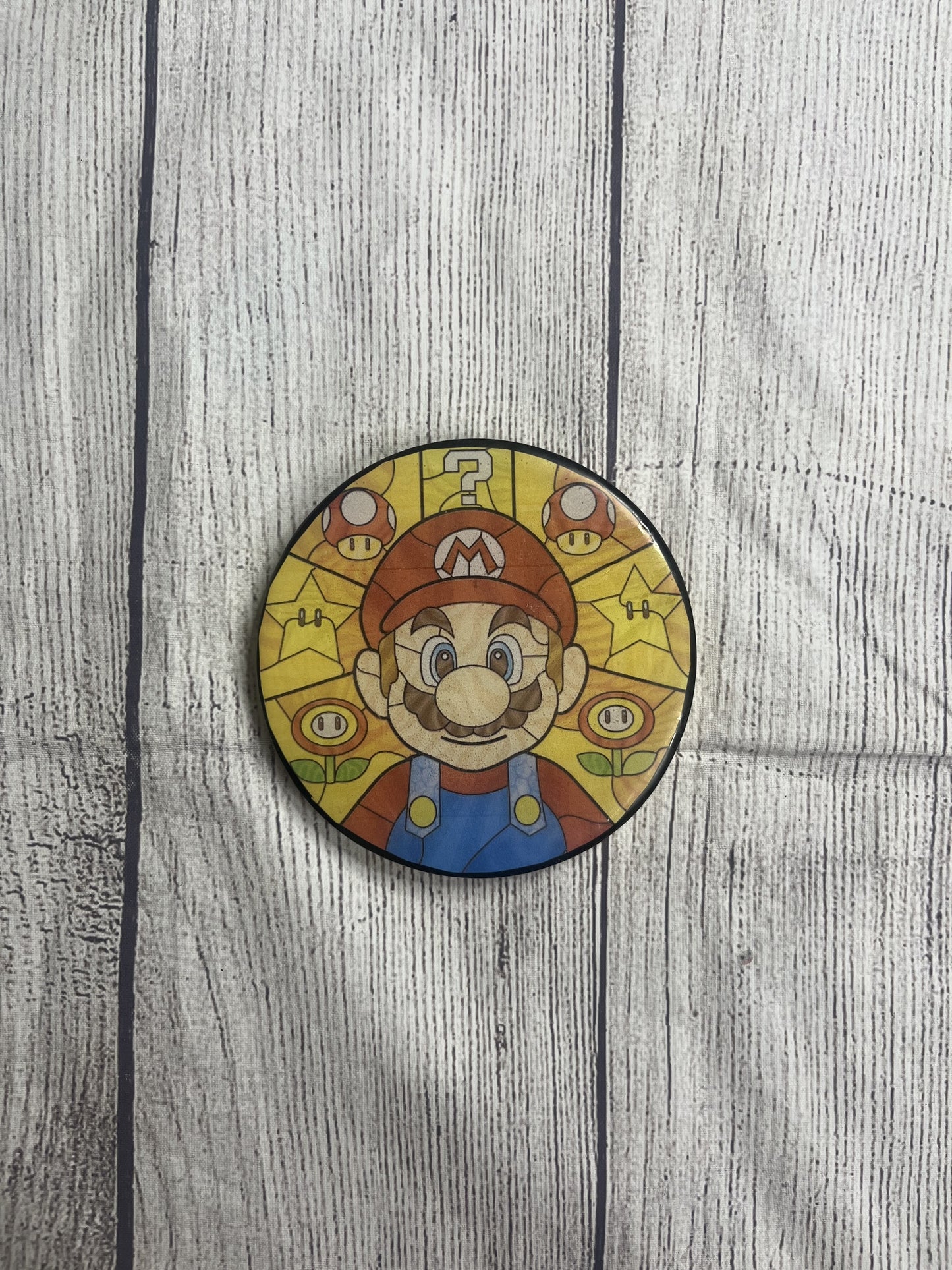 Mario Stained Window Epoxy Resin Wood Coasters
