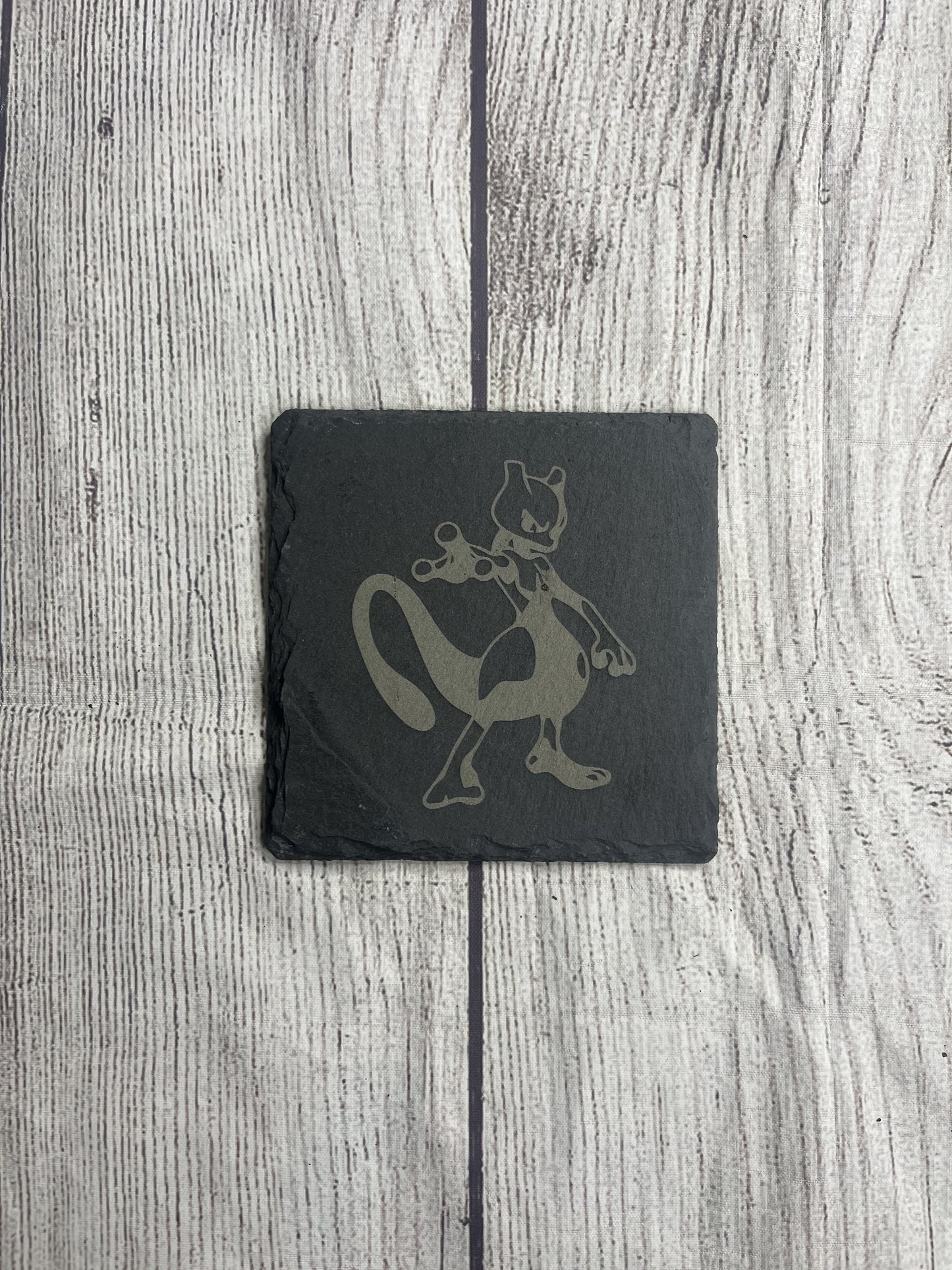 Mewtwo Laser Engraved Slate Coasters