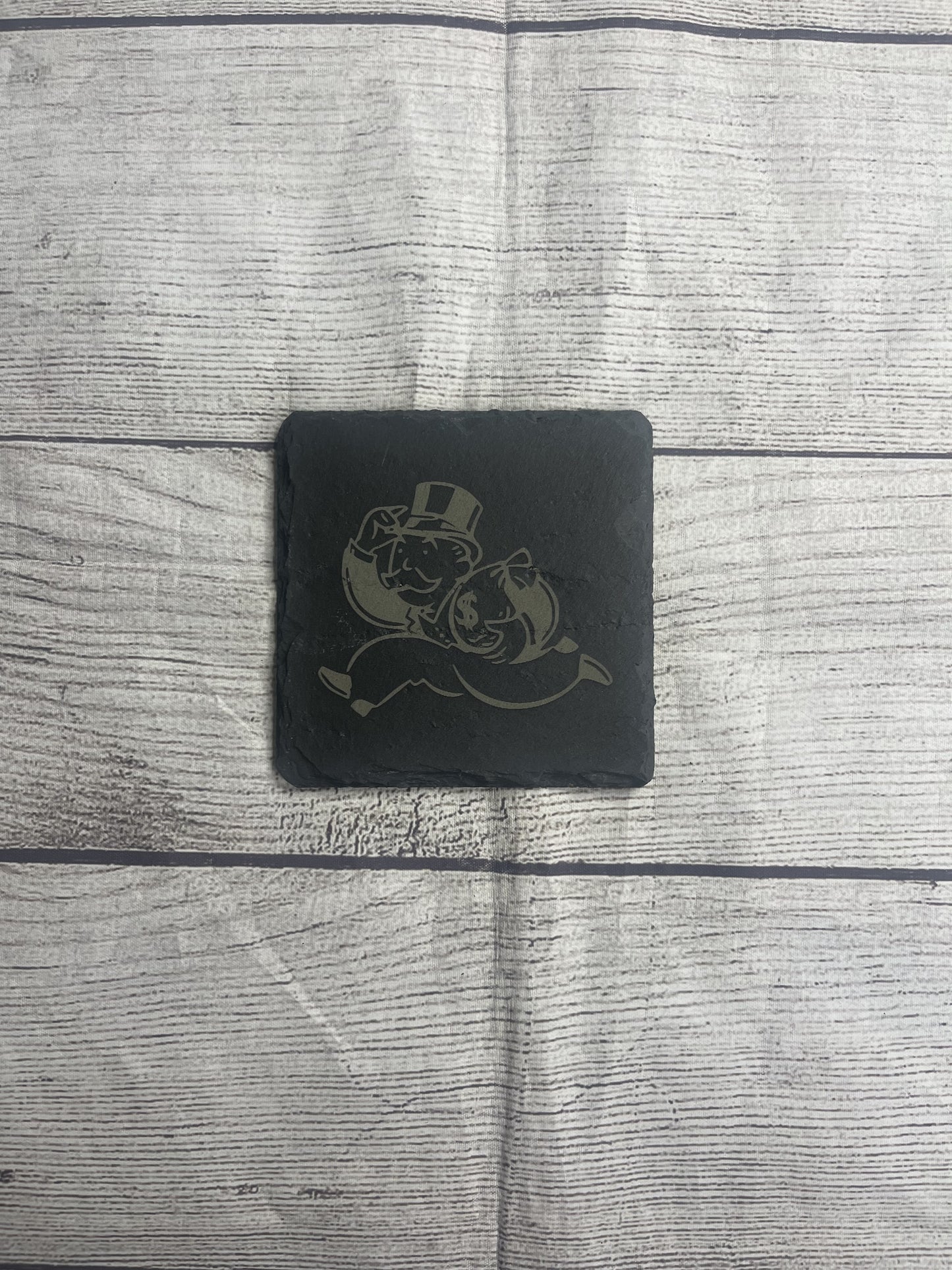 Mr Money Bags Laser Engraved Slate Coasters