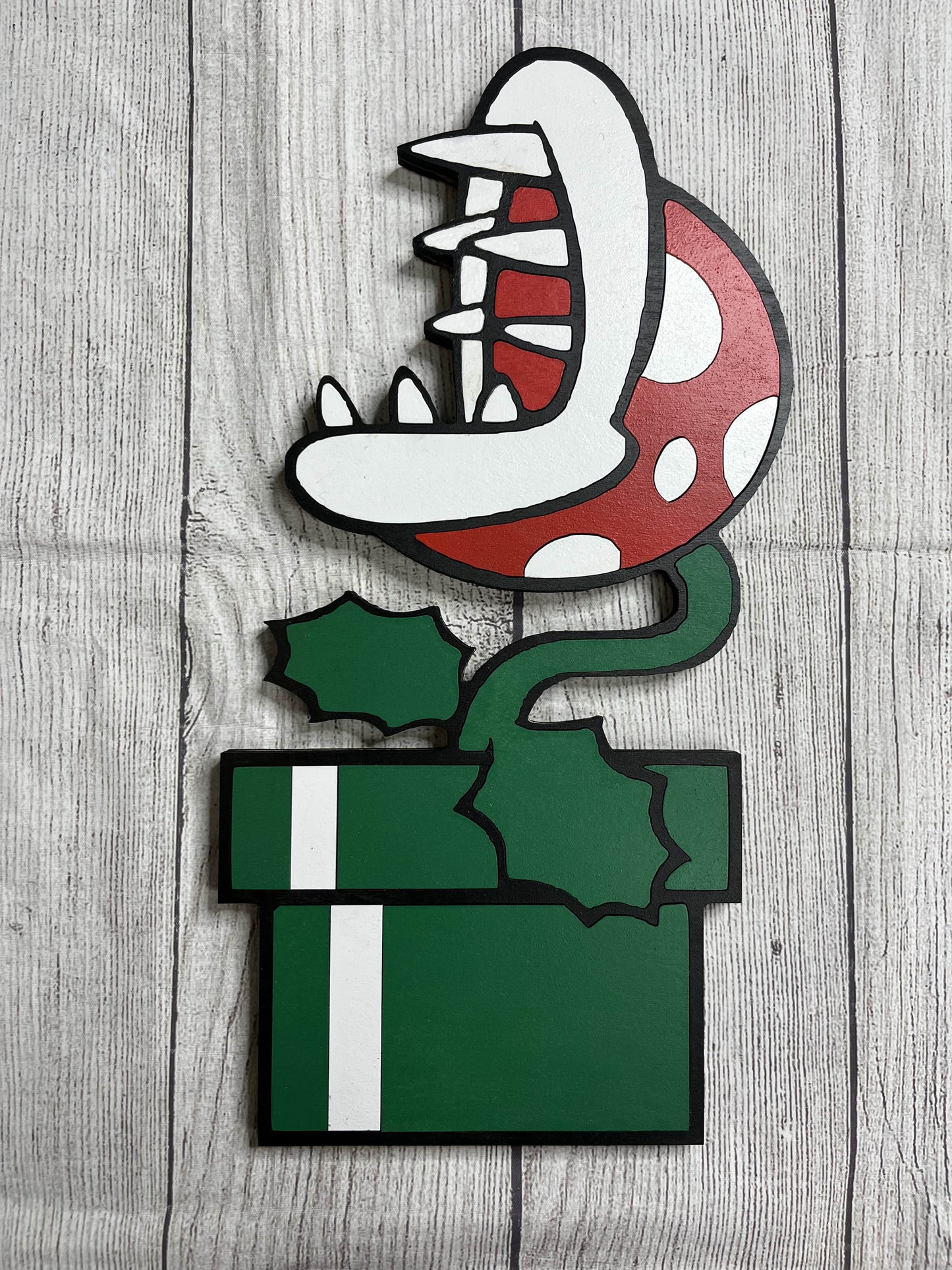 Piranha Plant Solid Wood Sign Wall Art