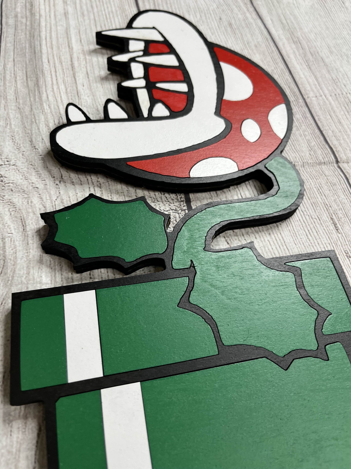 Piranha Plant Solid Wood Sign Wall Art