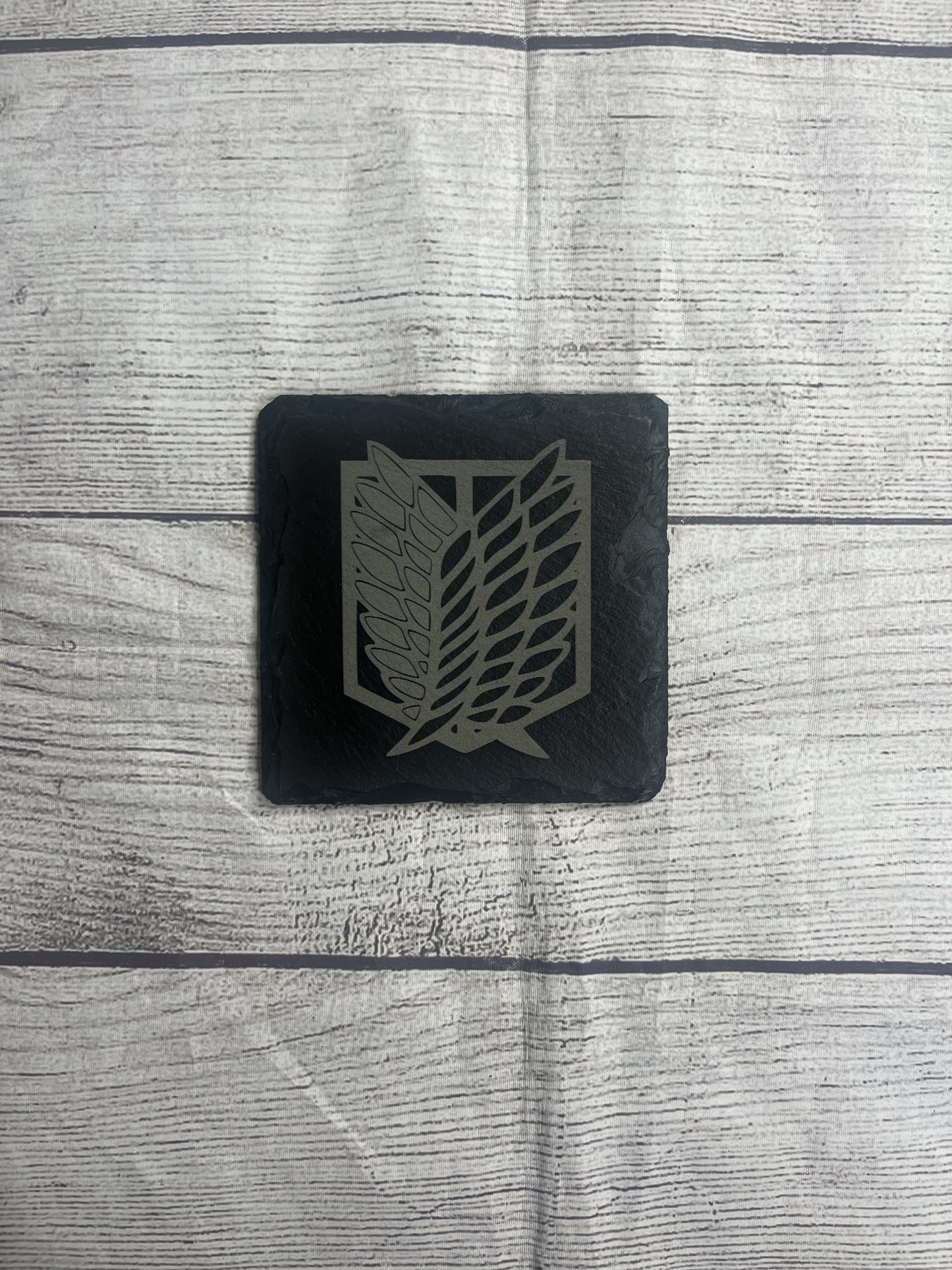 Scout Regiment Logo Laser Engraved Slate Coasters