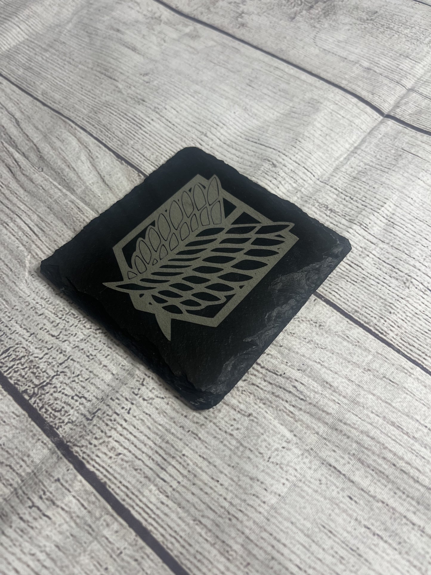 Scout Regiment Logo Laser Engraved Slate Coasters