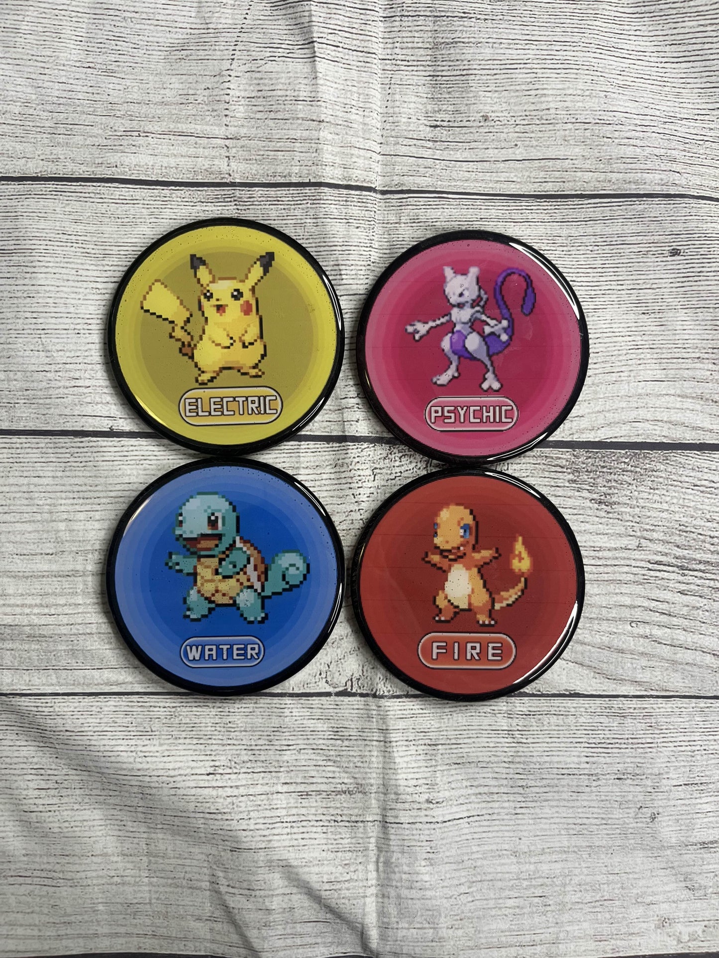 Custom Pokemon Epoxy Resin Wood Coasters