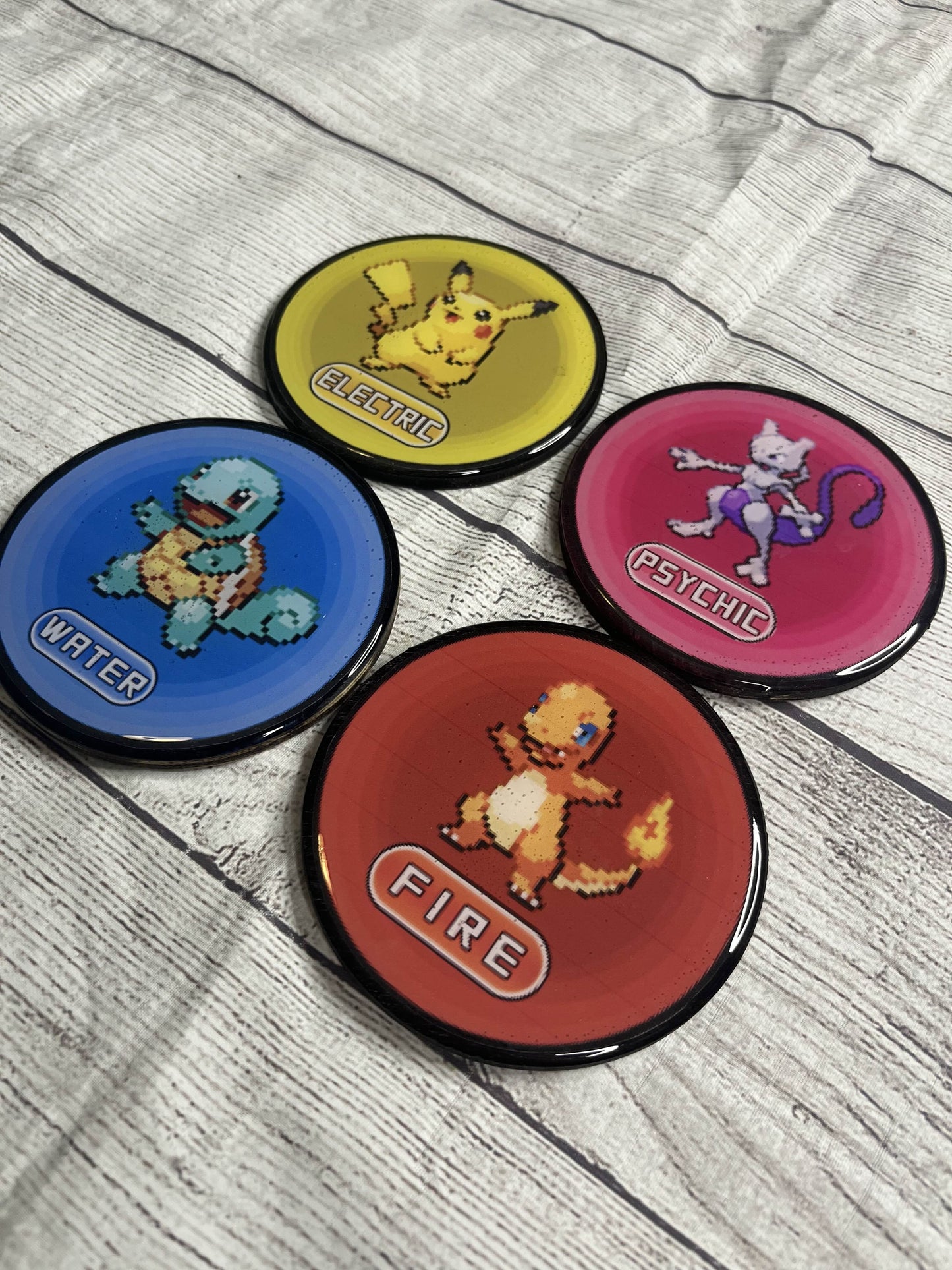 Custom Pokemon Epoxy Resin Wood Coasters