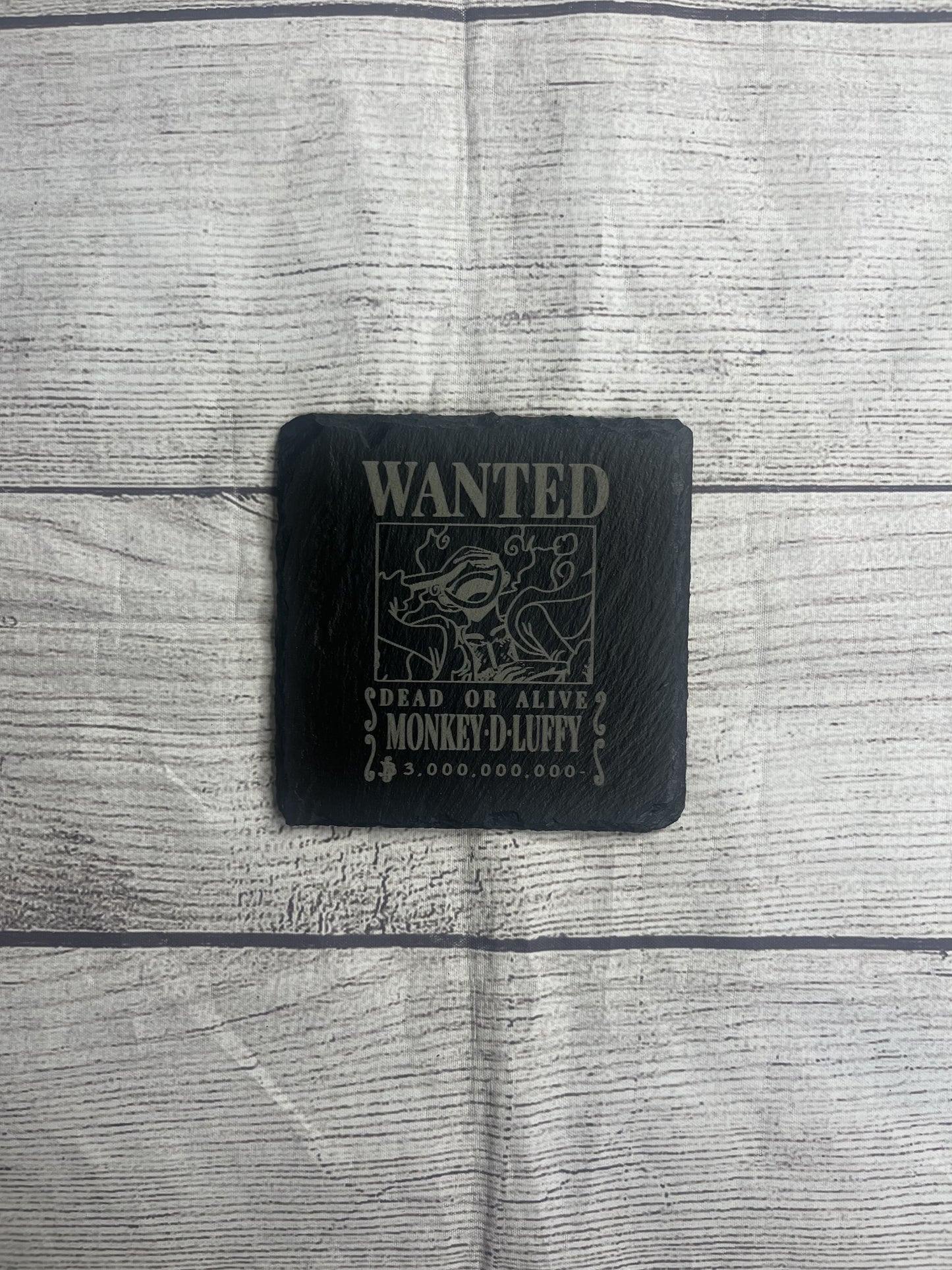 Anime Wanted Poster Laser Engraved Slate Coasters