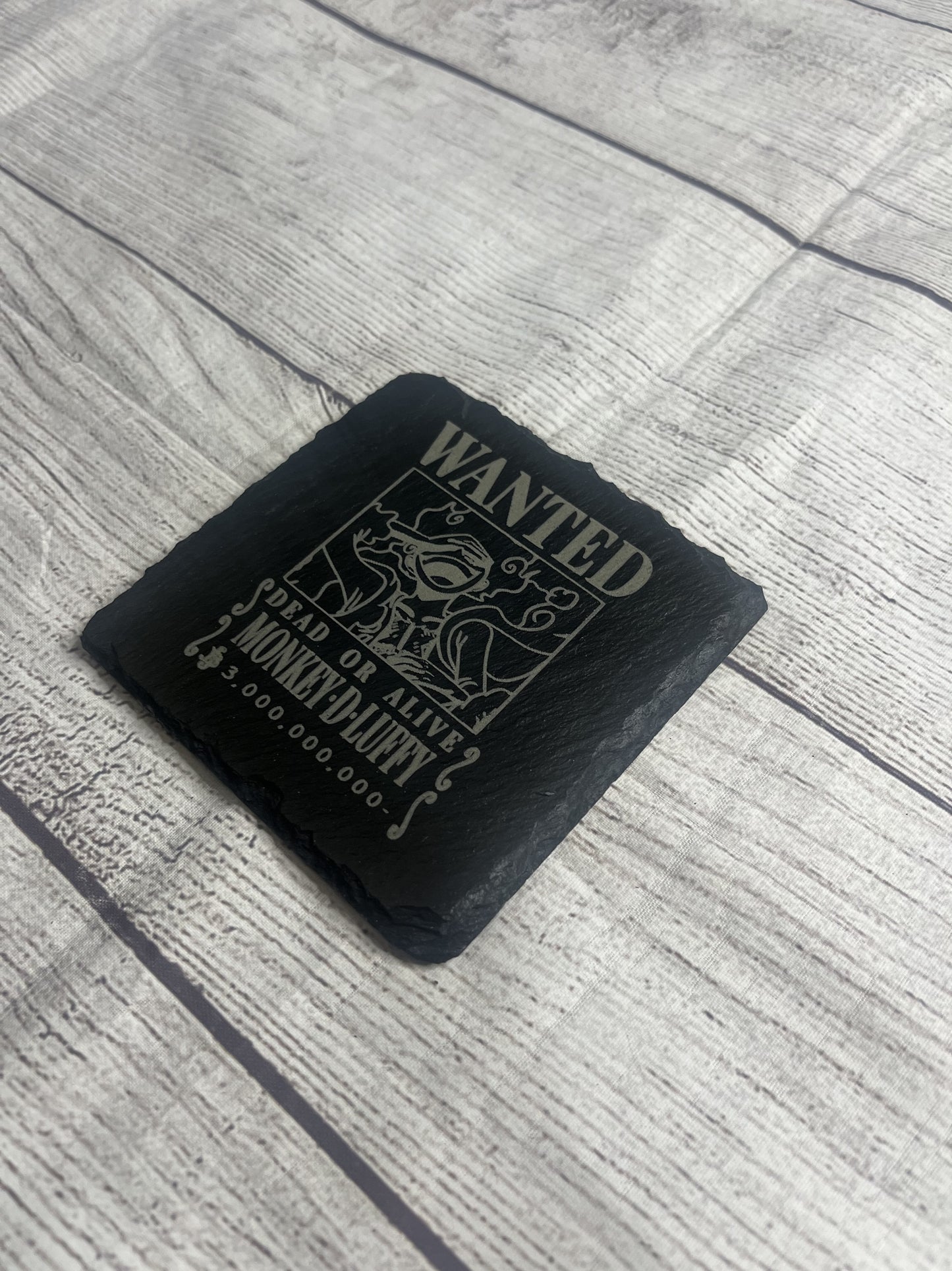 Anime Wanted Poster Laser Engraved Slate Coasters