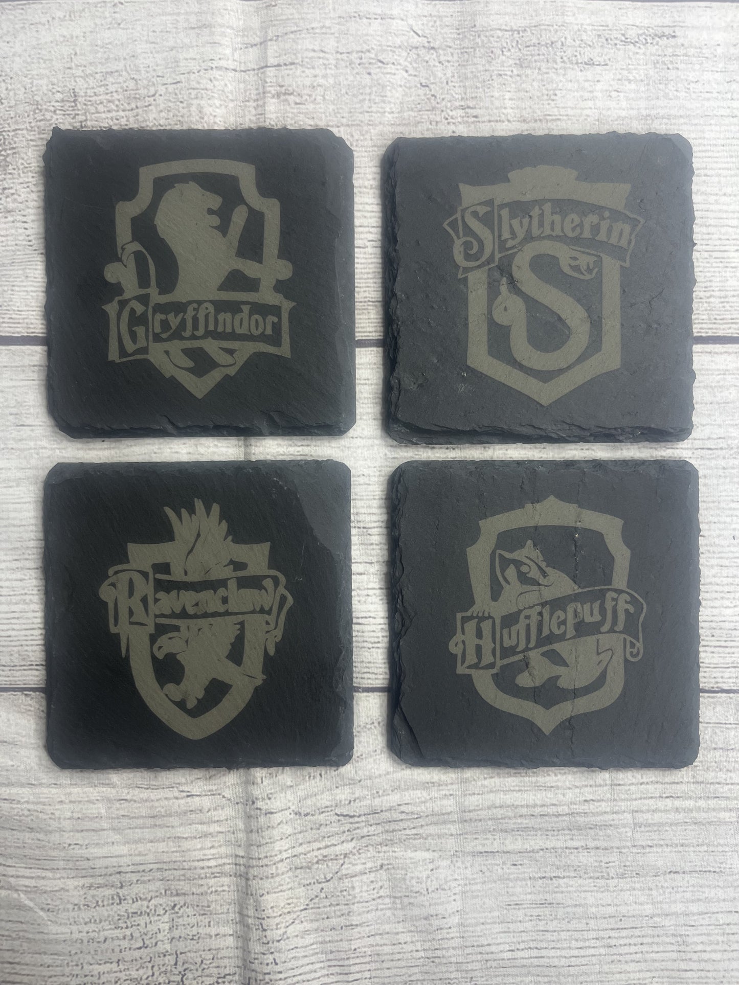 Wizard Houses Laser Engraved Slate Coasters