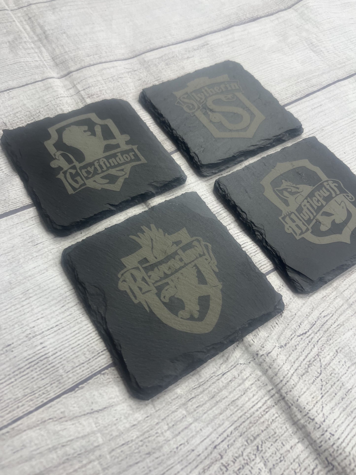 Wizard Houses Laser Engraved Slate Coasters
