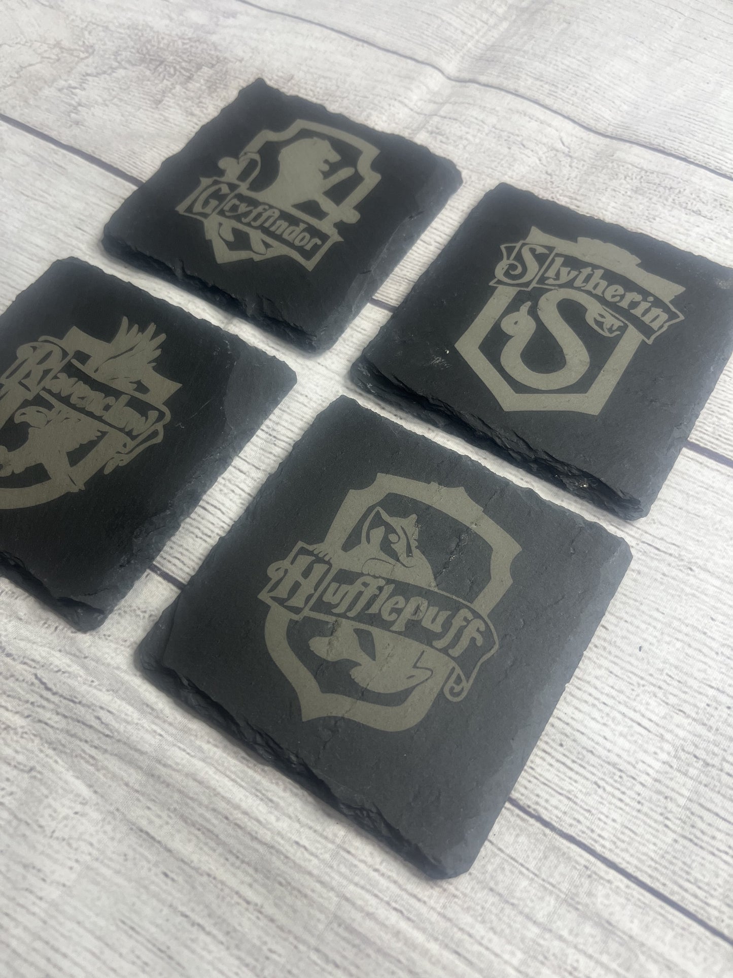 Wizard Houses Laser Engraved Slate Coasters