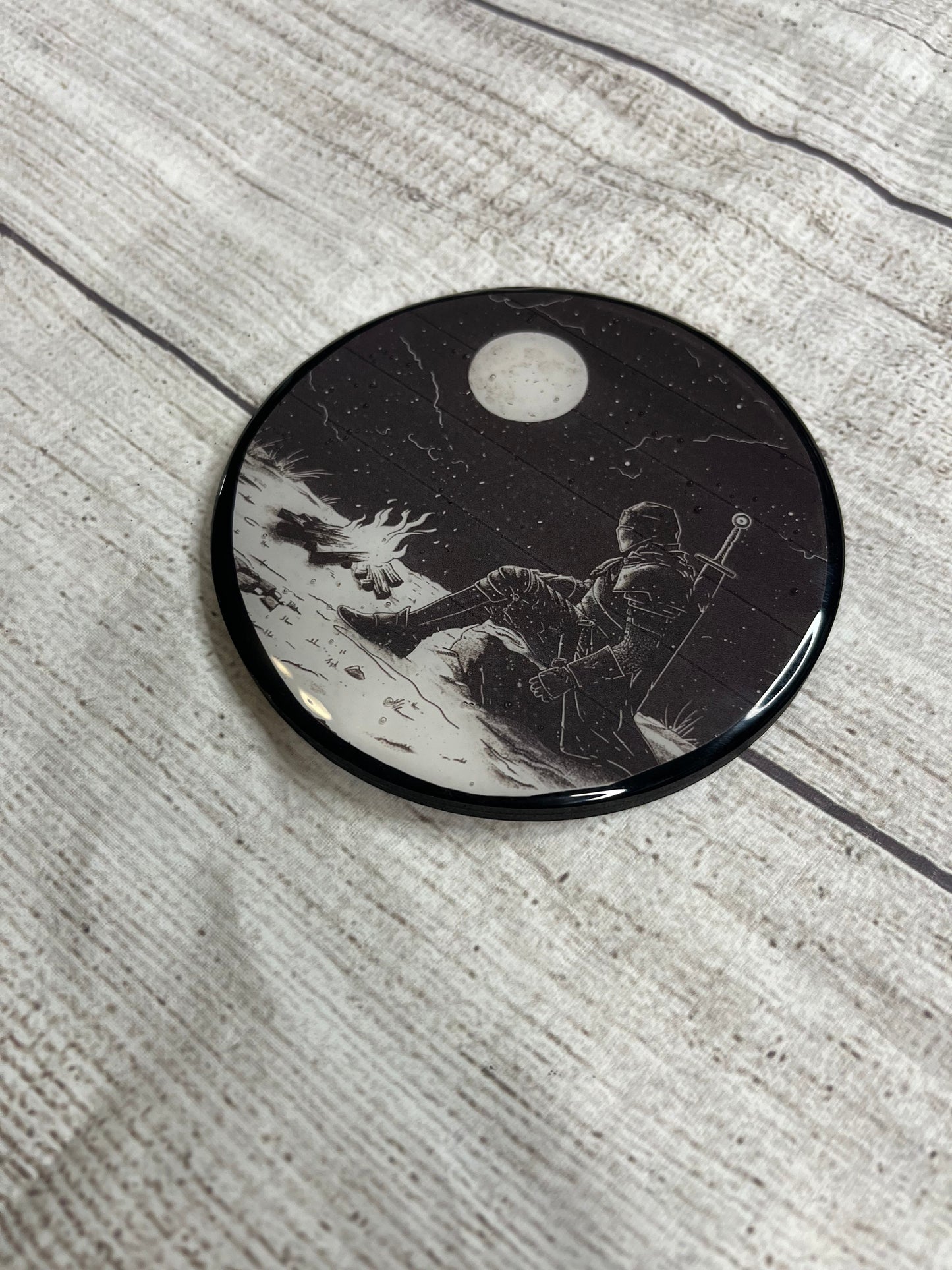 Campfire Knight Epoxy Resin Wood Coasters