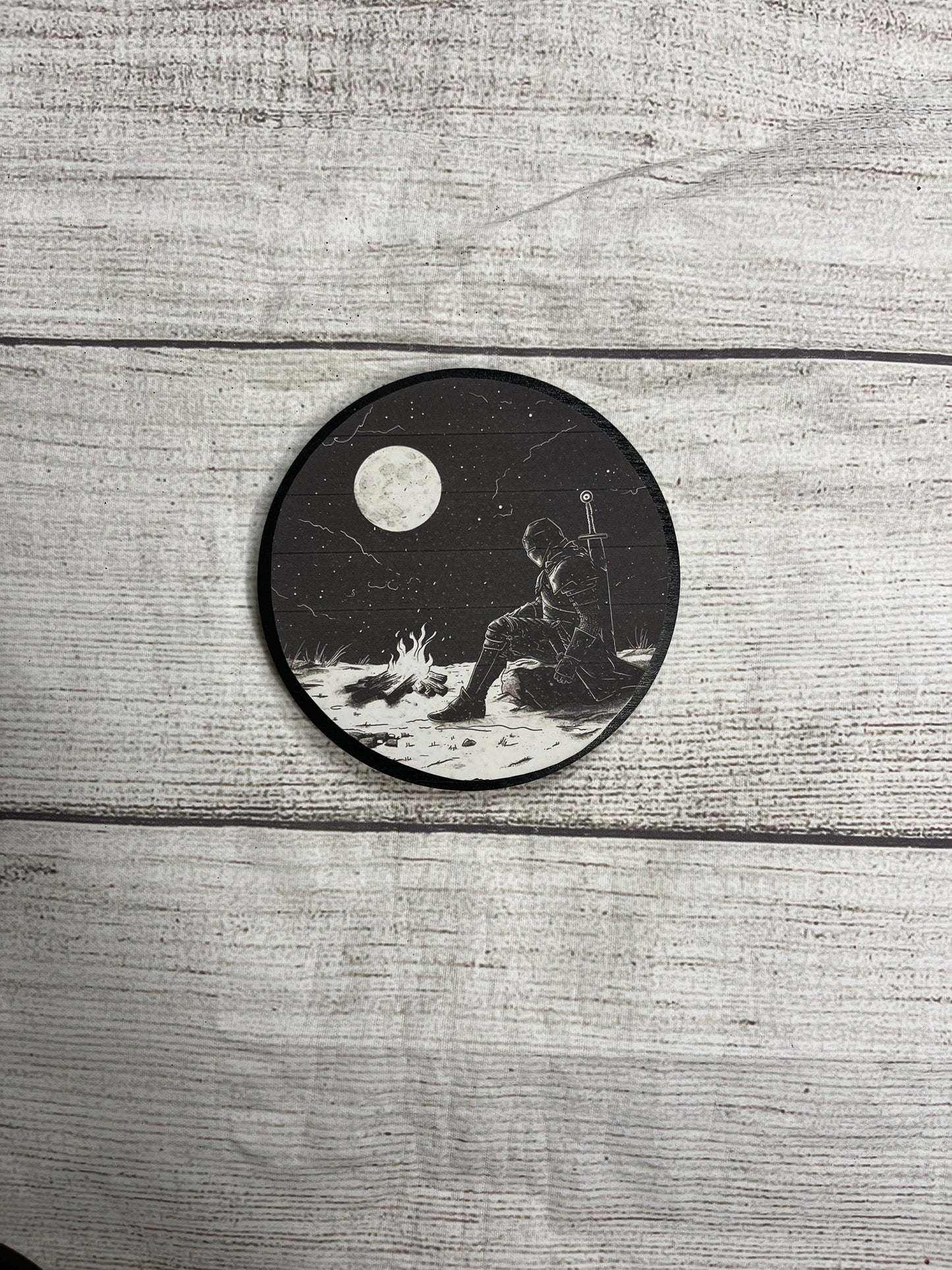 Campfire Knight Epoxy Resin Wood Coasters