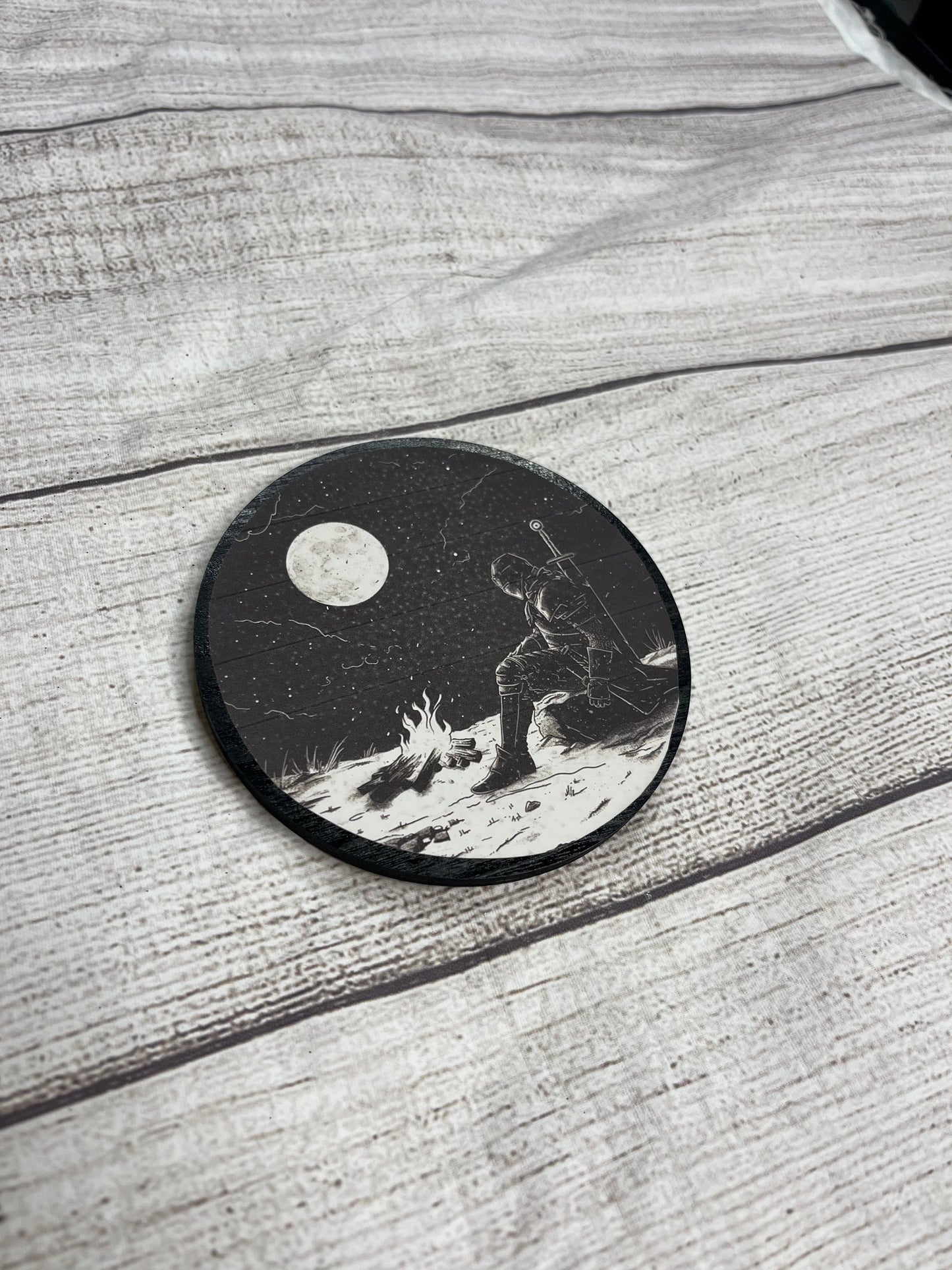 Campfire Knight Epoxy Resin Wood Coasters