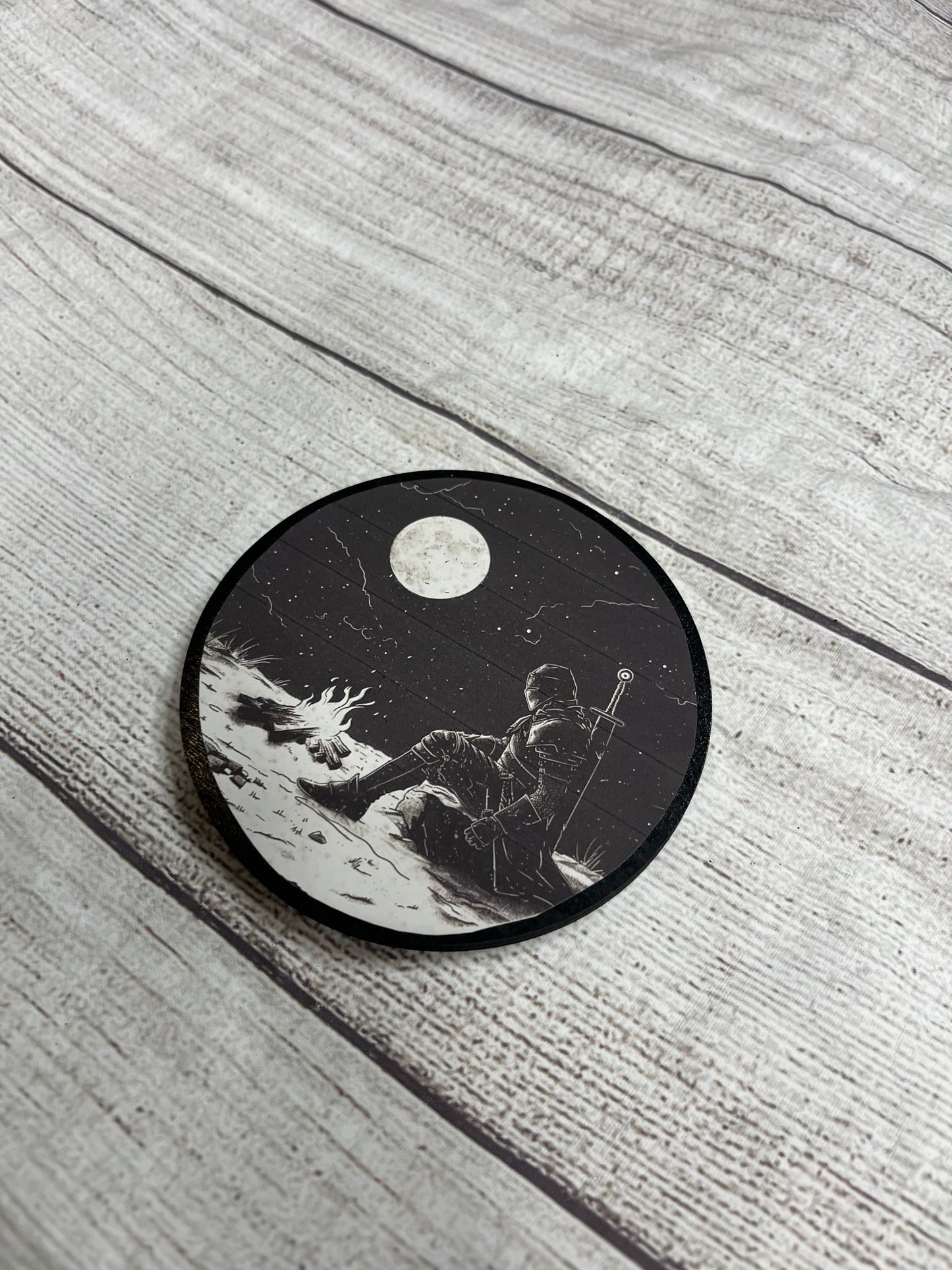 Campfire Knight Epoxy Resin Wood Coasters