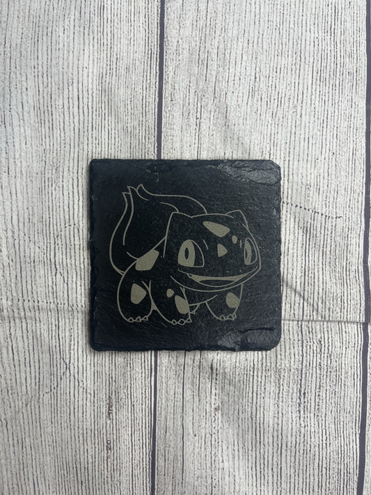 Bulbasaur Laser Engraved Slate Coasters