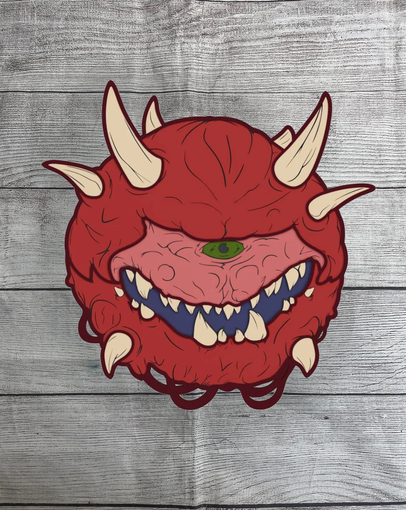 Cacodemon Solid Wood Sign Wall Art