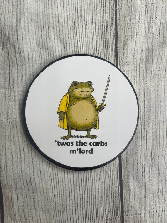 Twas the Carbs M'lord Frog Epoxy Resin Wood Coasters