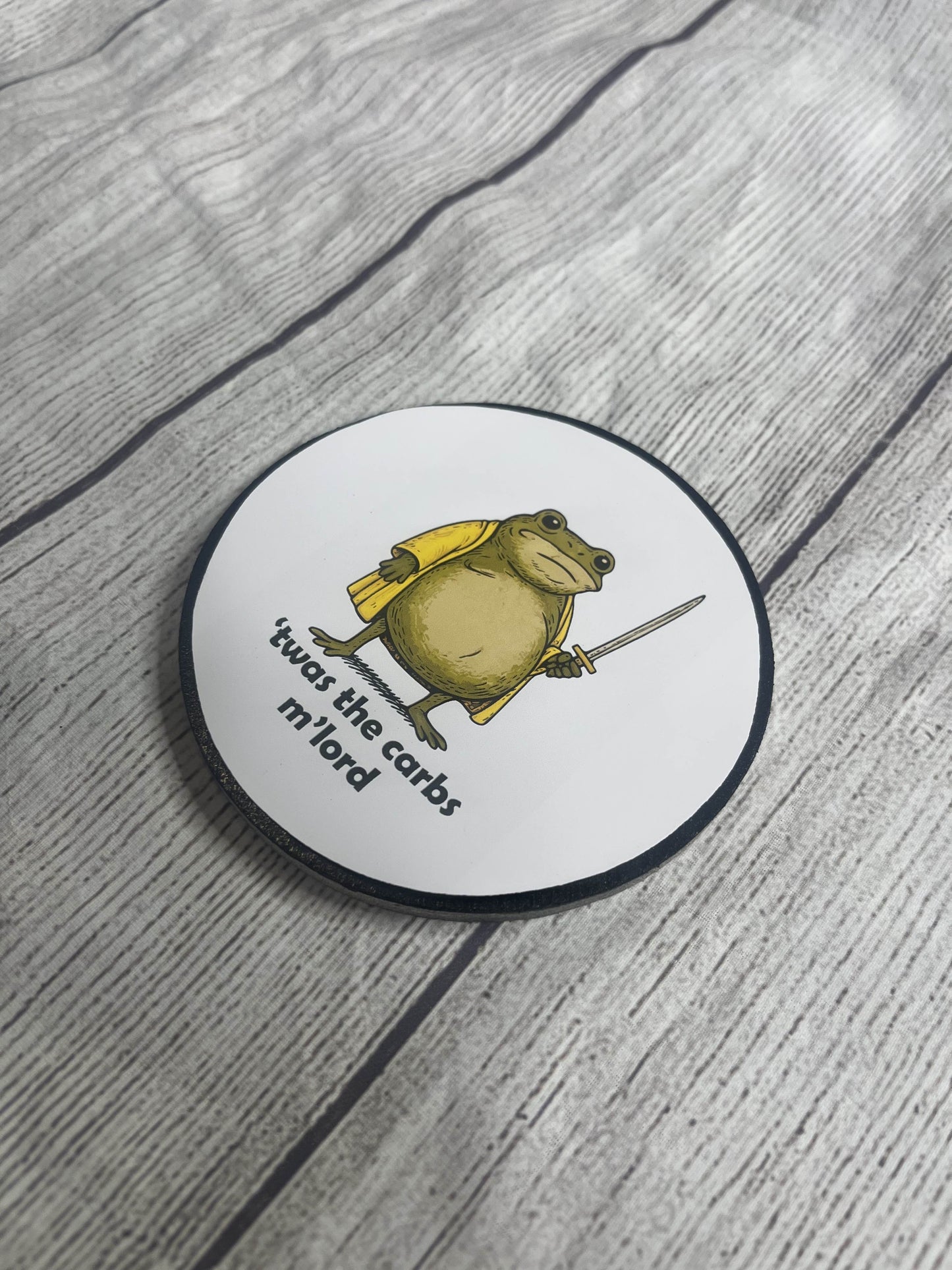 Twas the Carbs M'lord Frog Epoxy Resin Wood Coasters