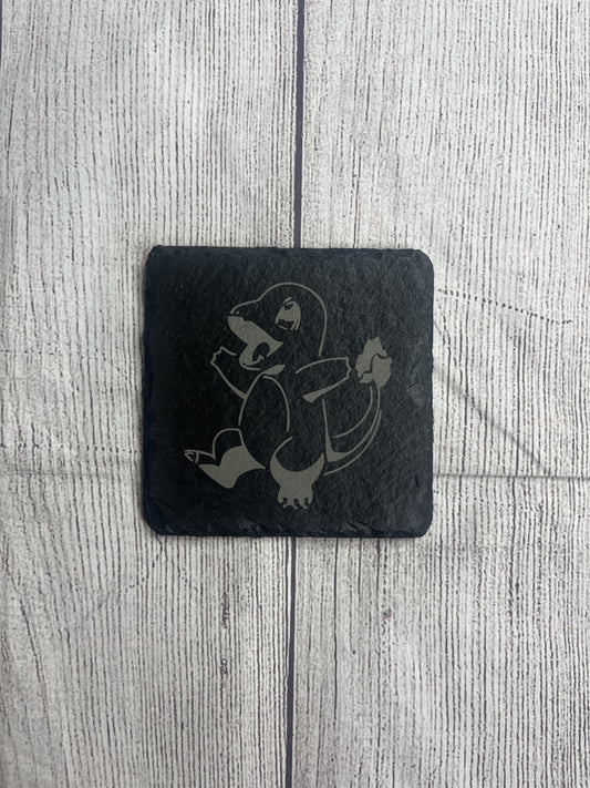 Charmander Laser Engraved Slate Coasters