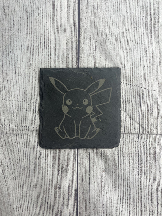 Pikachu Laser Engraved Slate Coasters
