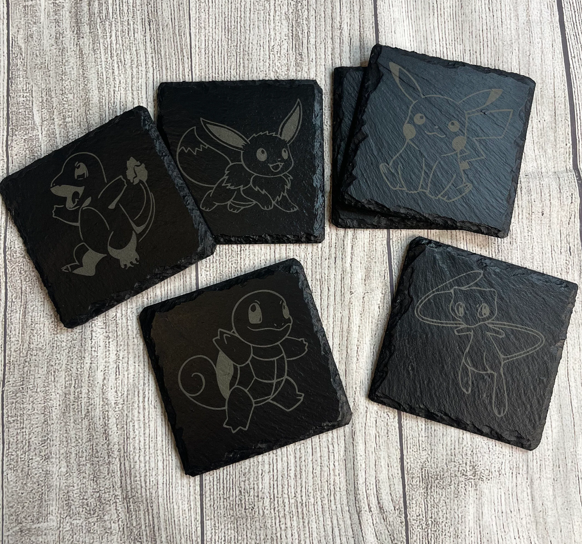 PKMN Laser Engraved Slate Coasters