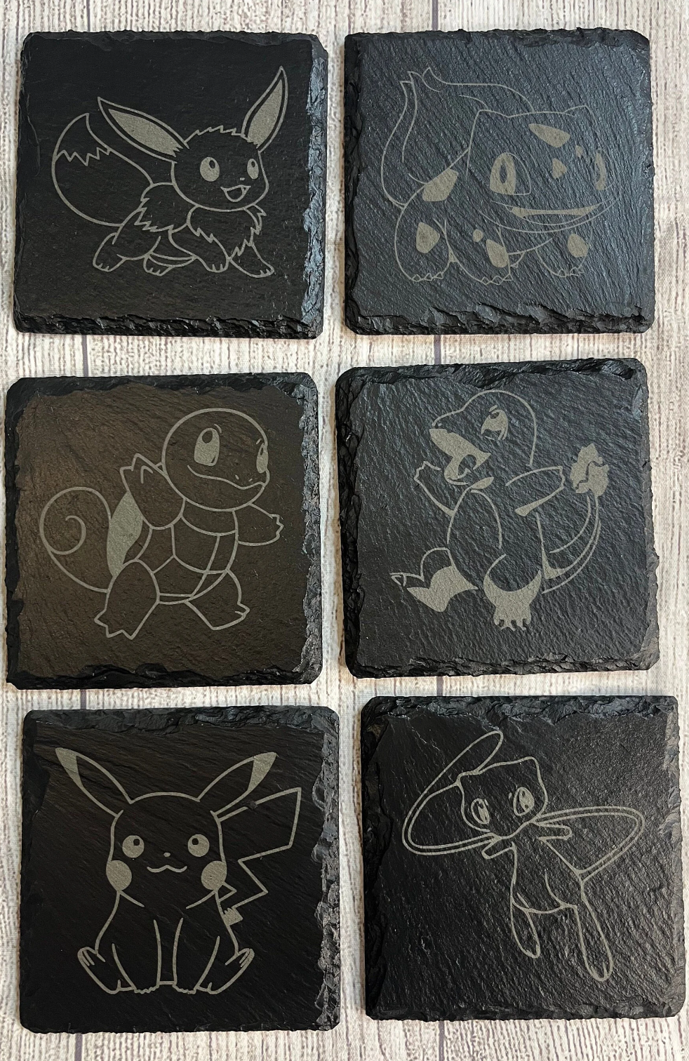 PKMN Laser Engraved Slate Coasters