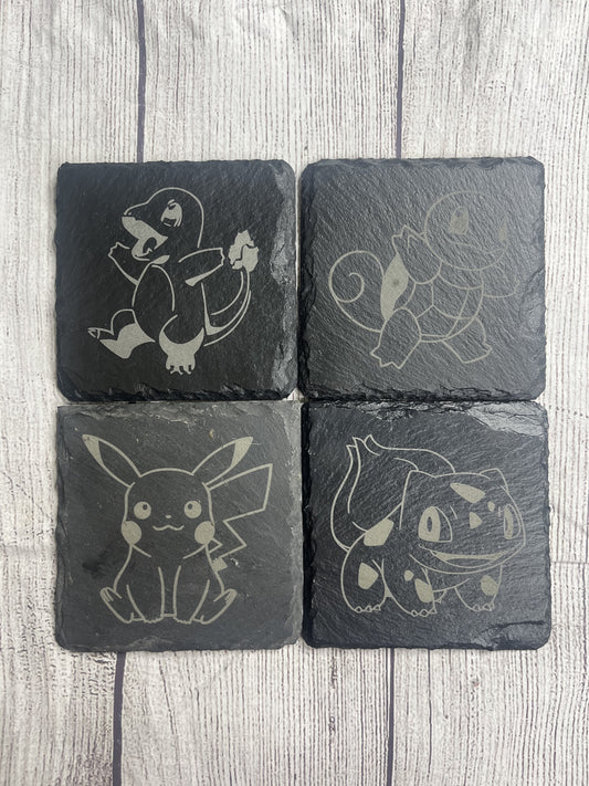 Pokemon Laser Engraved Slate Coasters