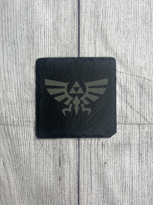 Triforce Legend of Zelda Laser Engraved Slate Coasters