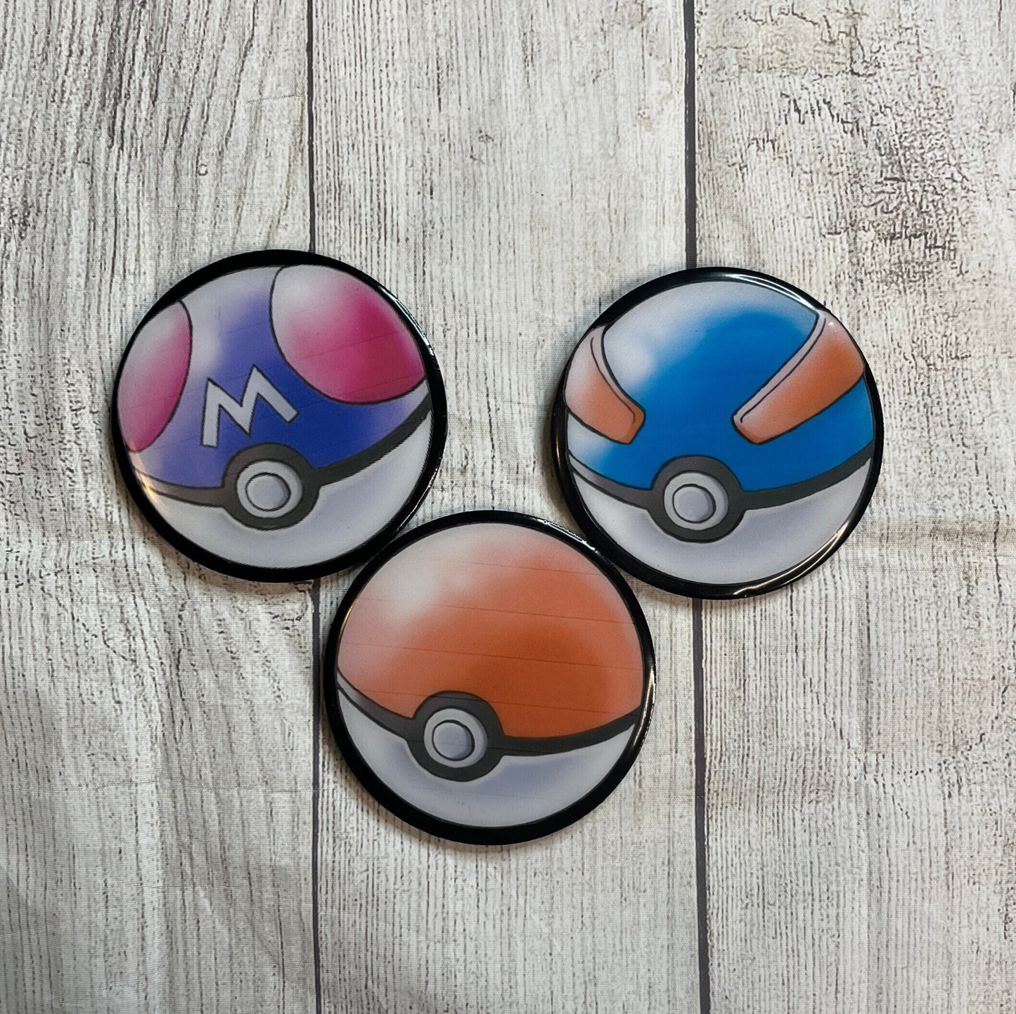 Pokeball Epoxy Resin Wood Coasters