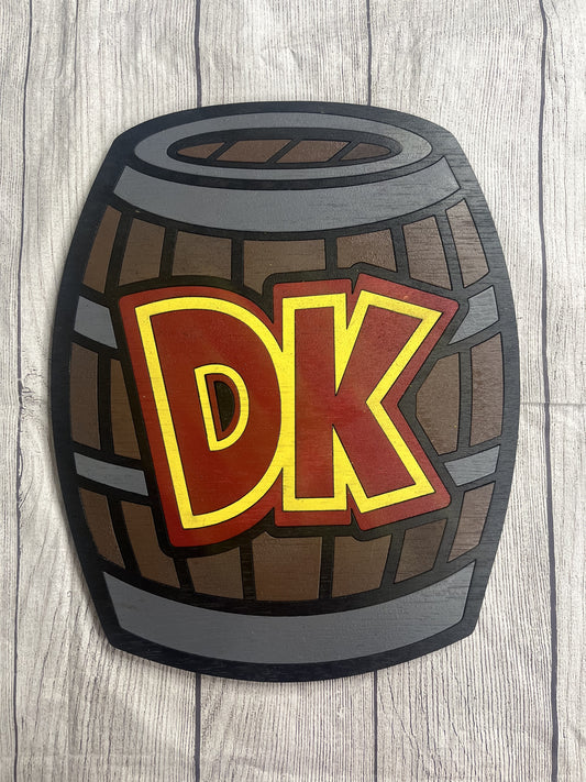 Donkey Kong Barrel Solid Wood Sign Wall Art