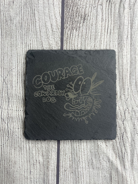 Courage the Cowardly Dog Laser Engraved Slate Coasters