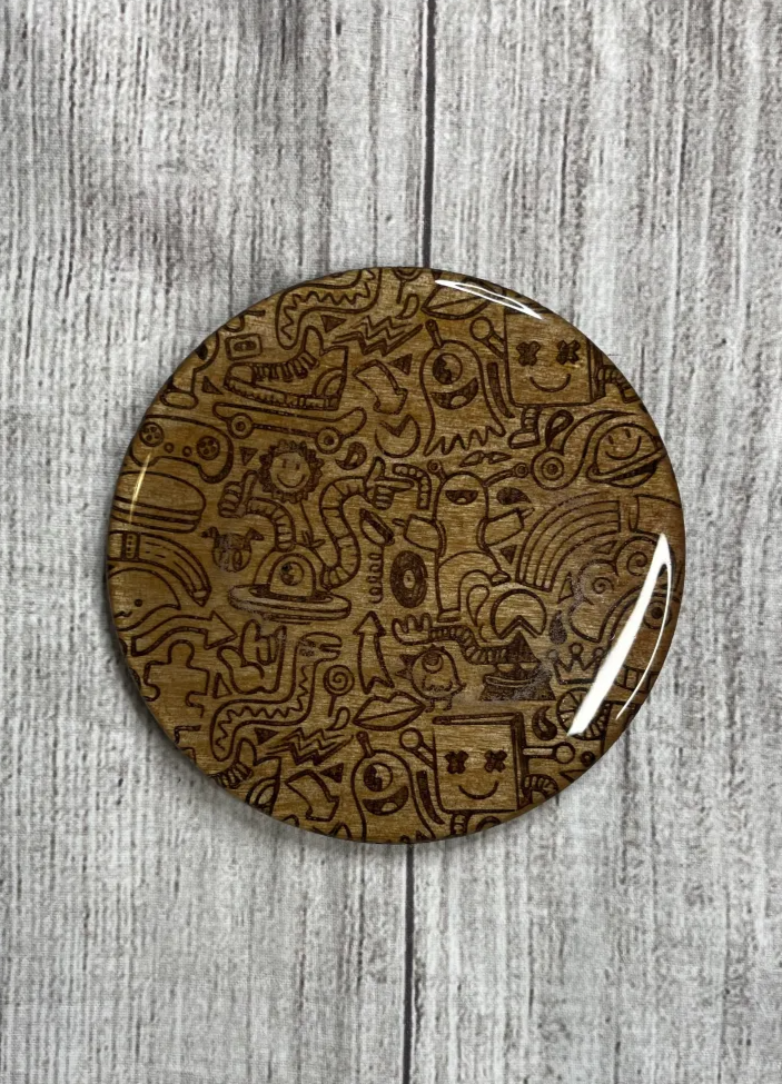 Doodle Epoxy Resin Wood Coasters