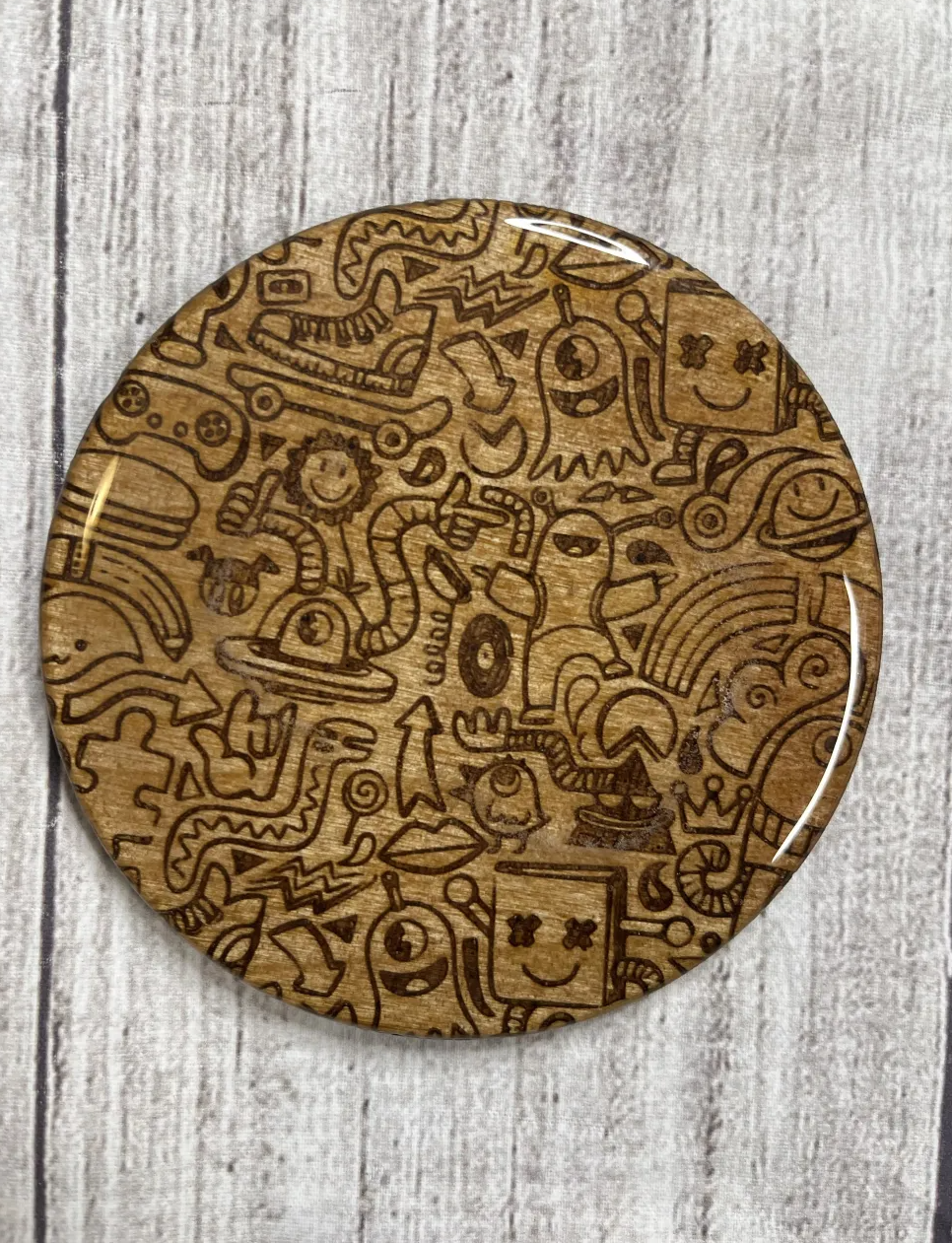 Doodle Epoxy Resin Wood Coasters