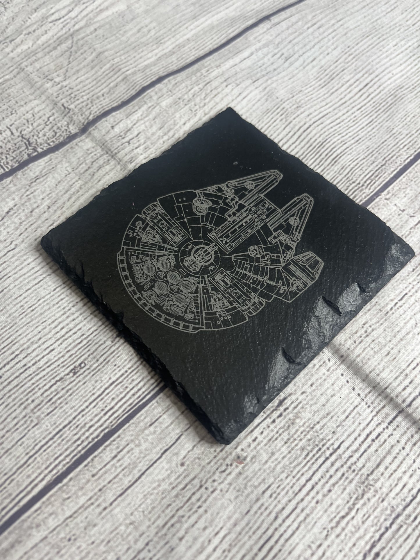 Millennium Falcon Laser Engraved Slate Coasters