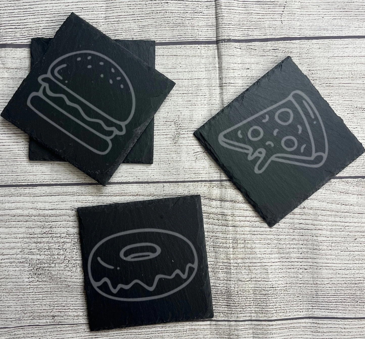 Fast Food Laser Engraved Slate Coasters