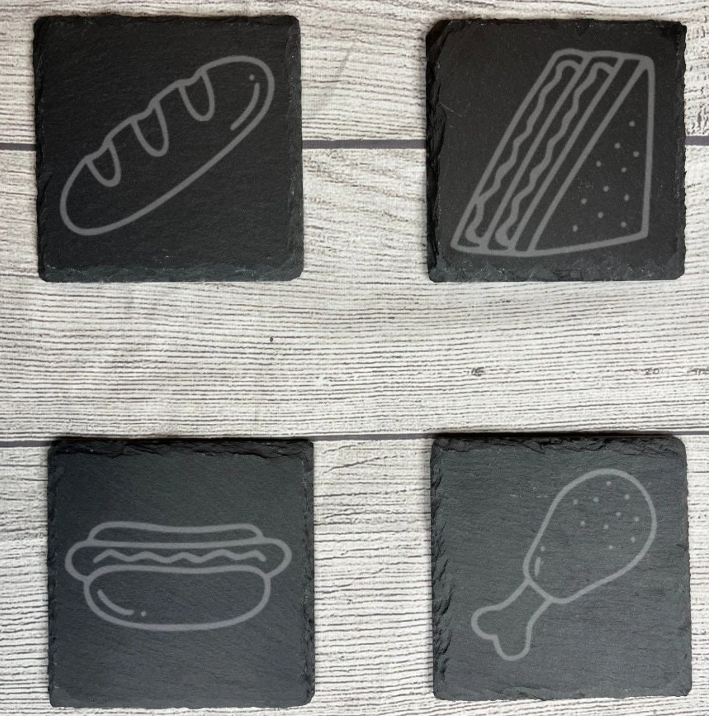 Fast Food Laser Engraved Slate Coasters