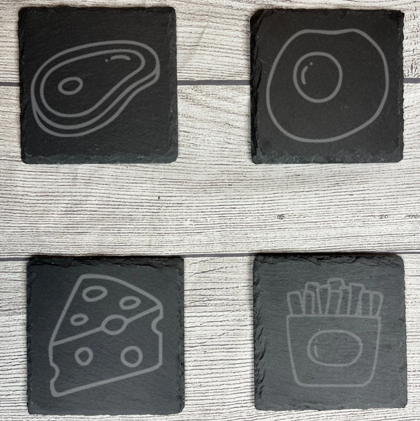 Fast Food Laser Engraved Slate Coasters