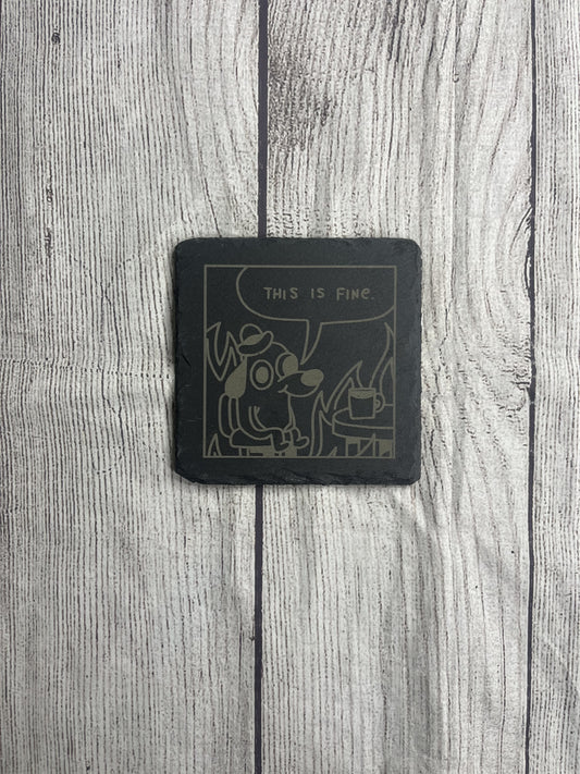 This is Fine Laser Engraved Slate Coasters