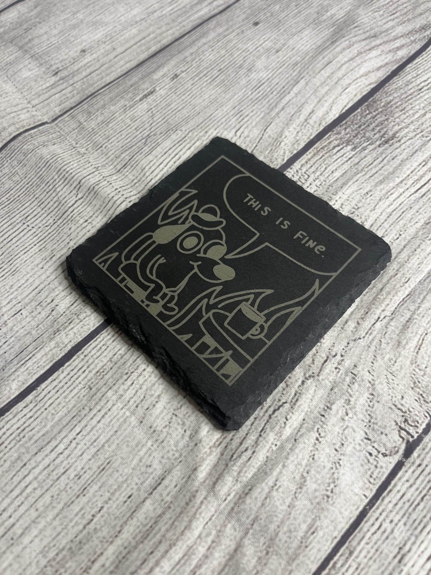 This is Fine Laser Engraved Slate Coasters